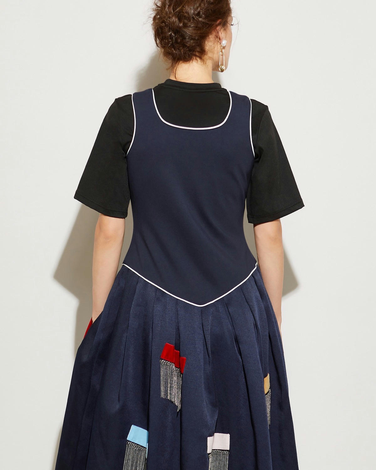 Joanne Hynes Two Piece Dress With Dropped Waist and Metal Fringing