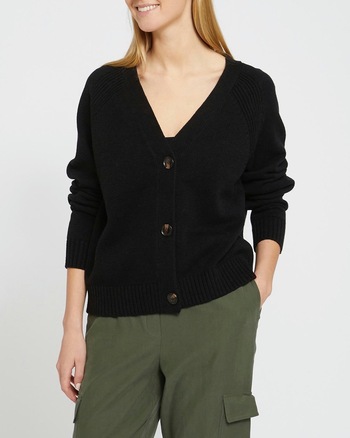 Button Rib Detail Cardigan