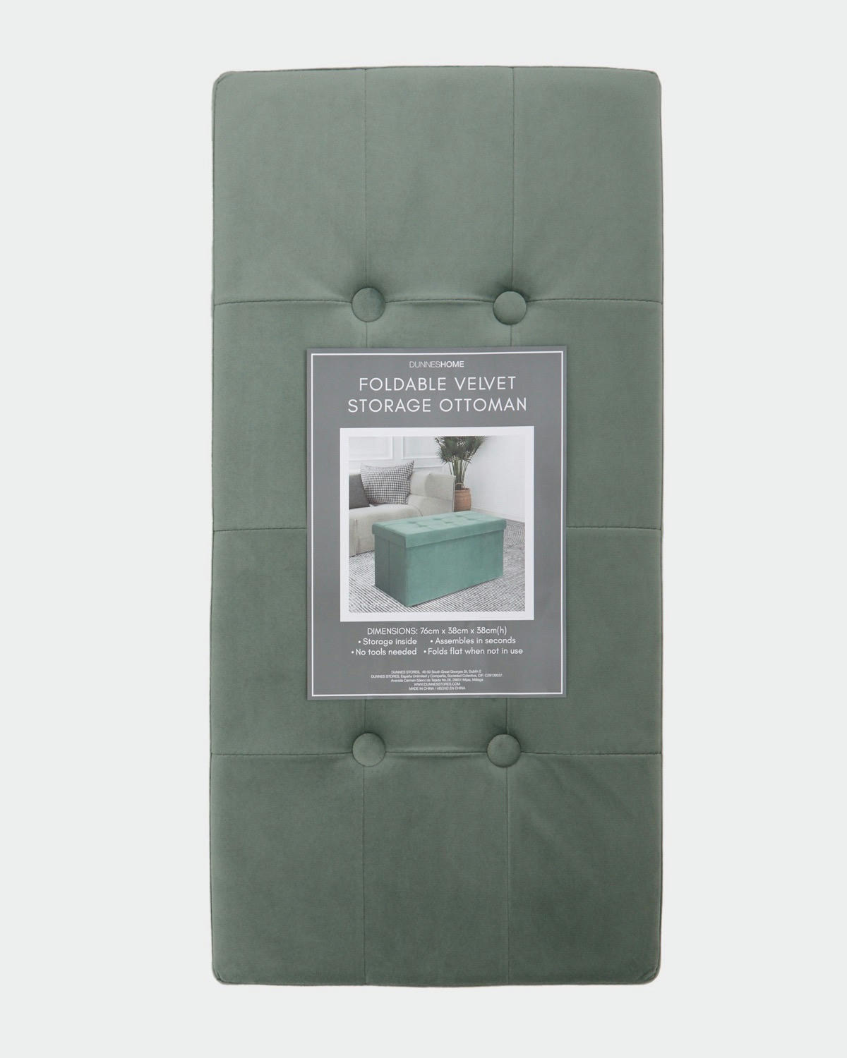 Velvet Ottoman With Storage and Lid