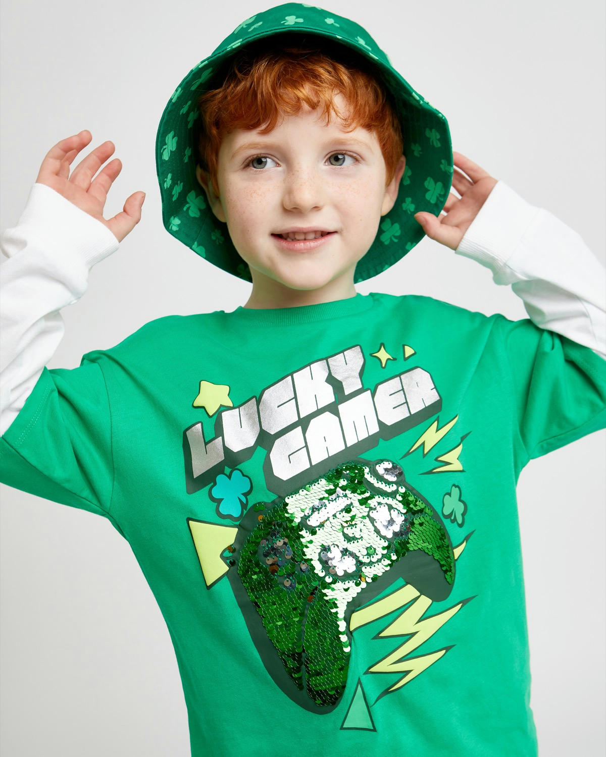Long-Sleeved St Patrick's Day Gamer T-Shirt (3-14 Years)