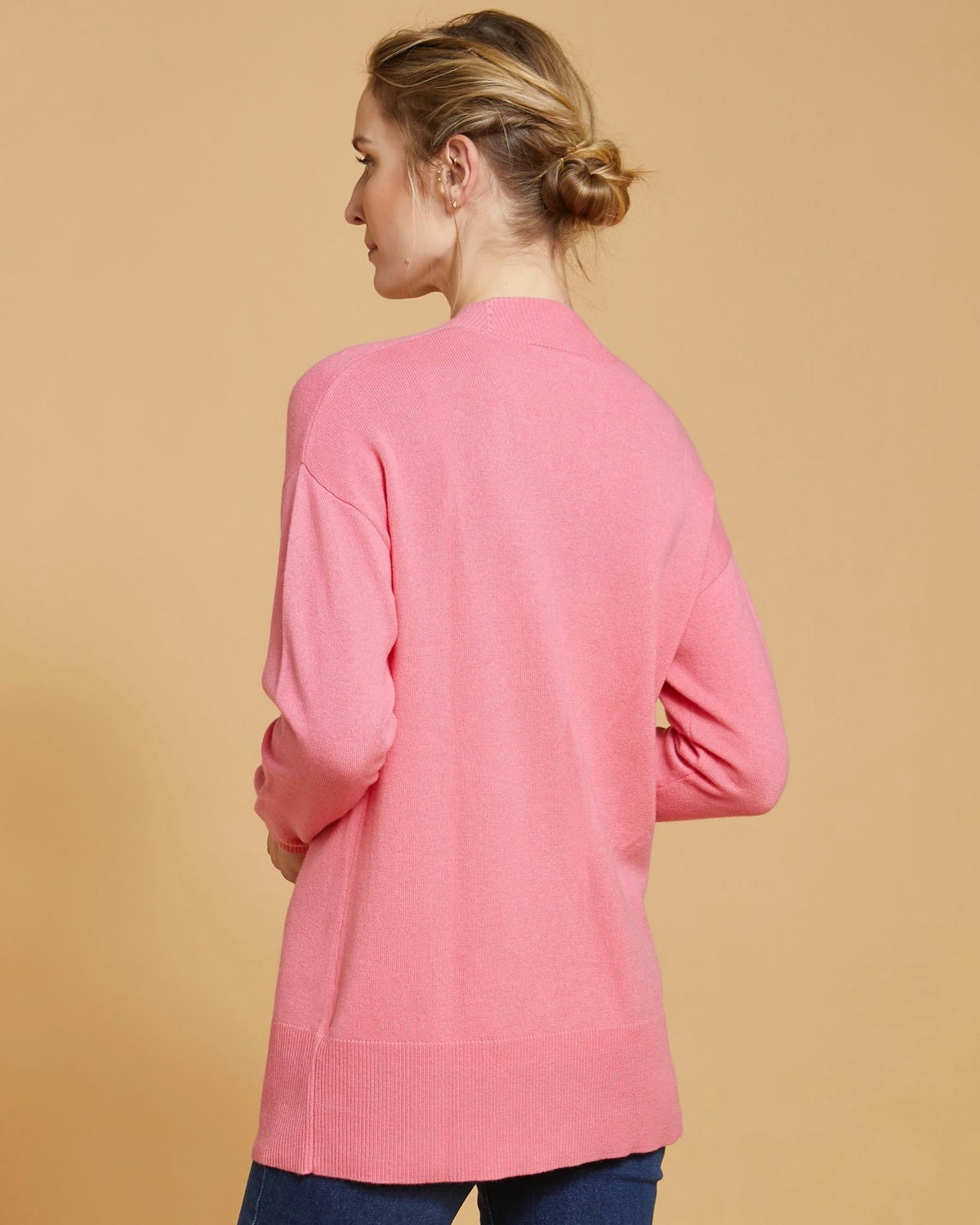 Paul Costelloe Living Studio Pink Merino Wool Button Down Cardigan