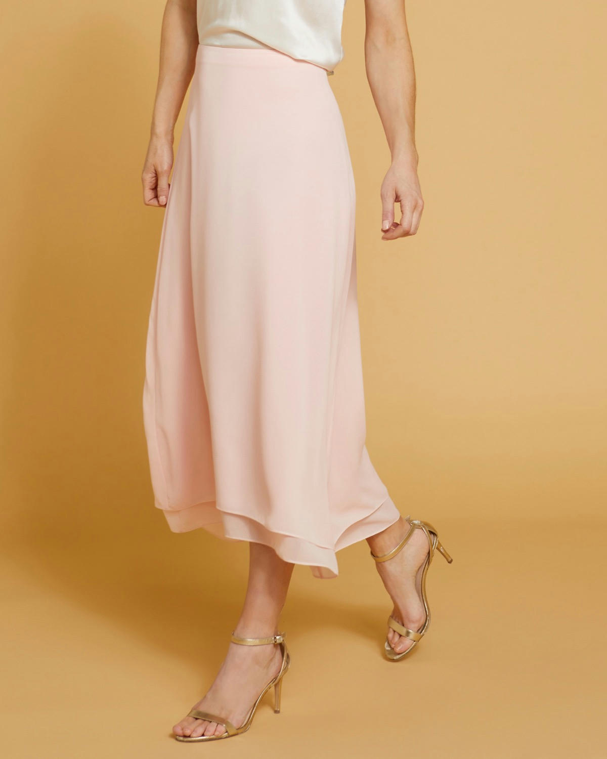Paul Costelloe Living Studio Pink Layered Midi Skirt