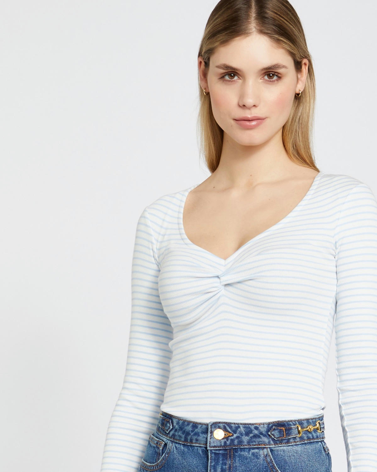 Savida Cara Twist Front Ribbed Top