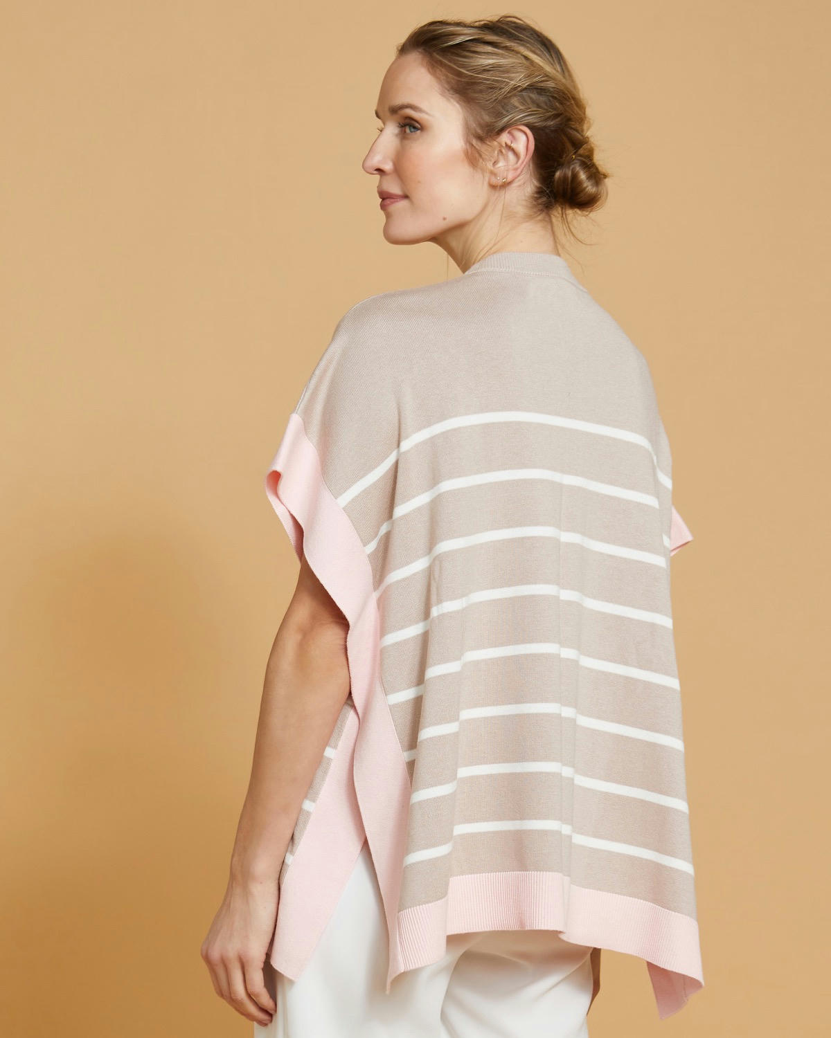 Paul Costelloe Living Studio Stripe Cotton and Merino Wool-Blend Top