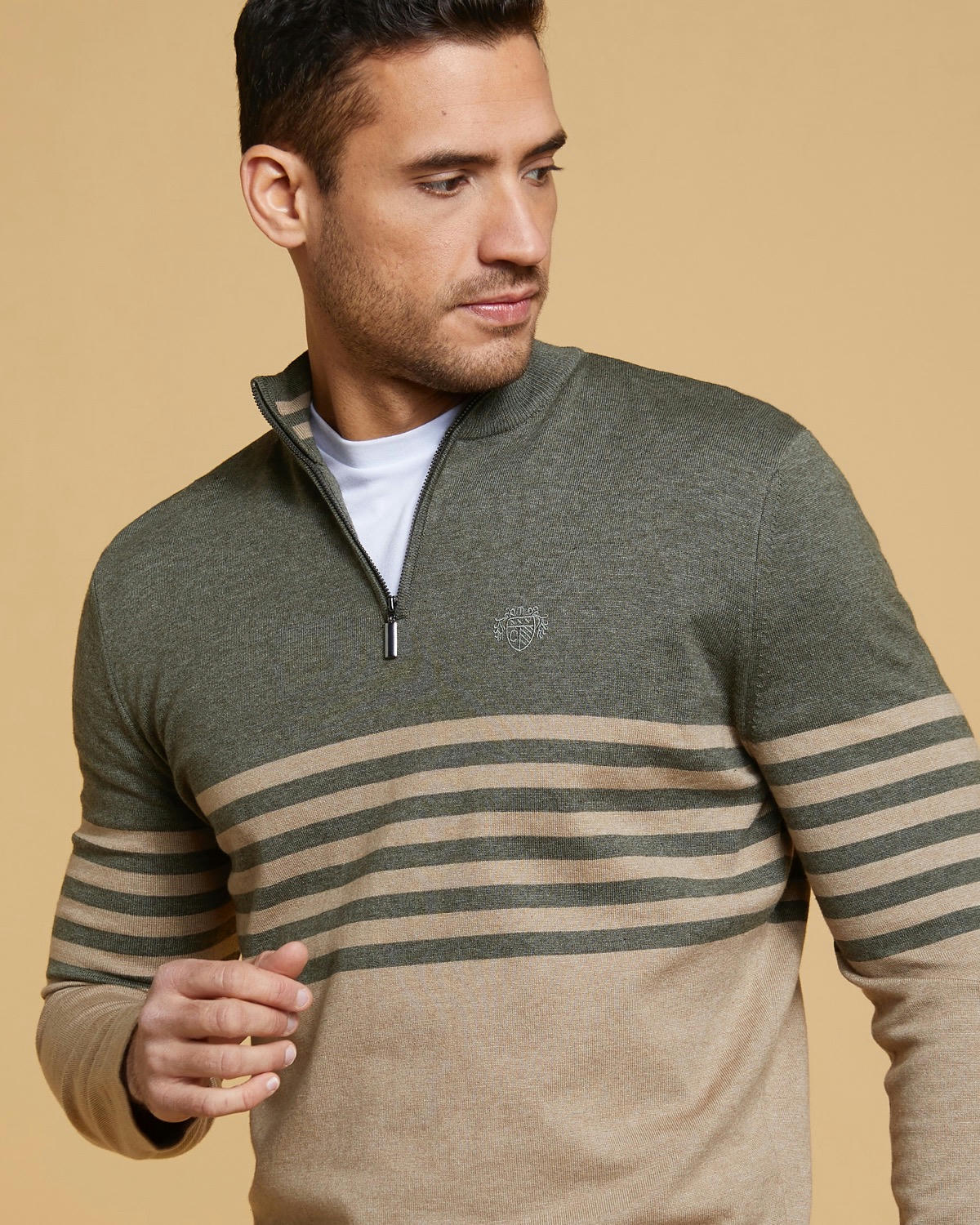 Paul Costelloe Living Half Zip Stripe Knitted Jumper