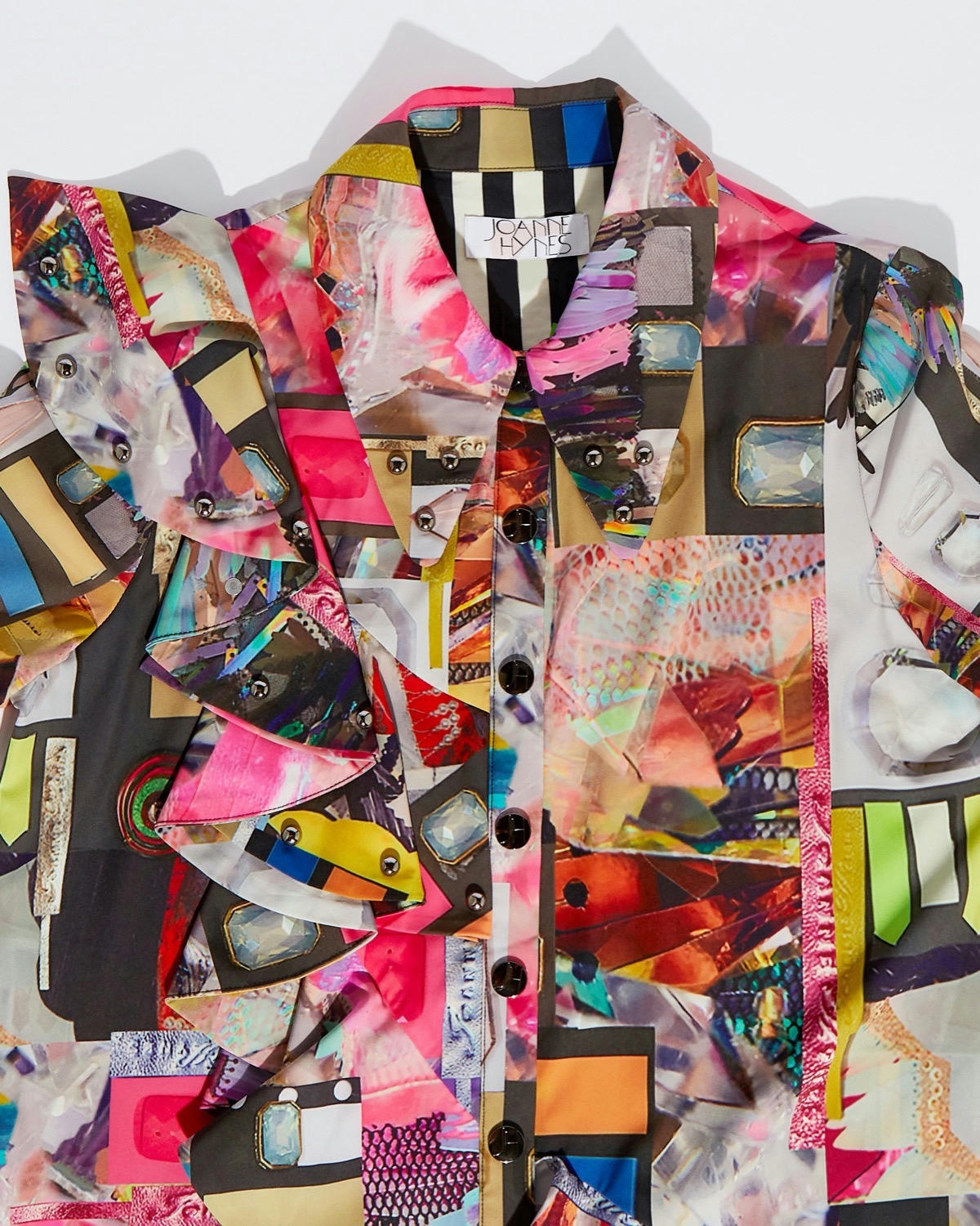 Joanne Hynes Printed Shirt Dress With Stud And Ruffle Details