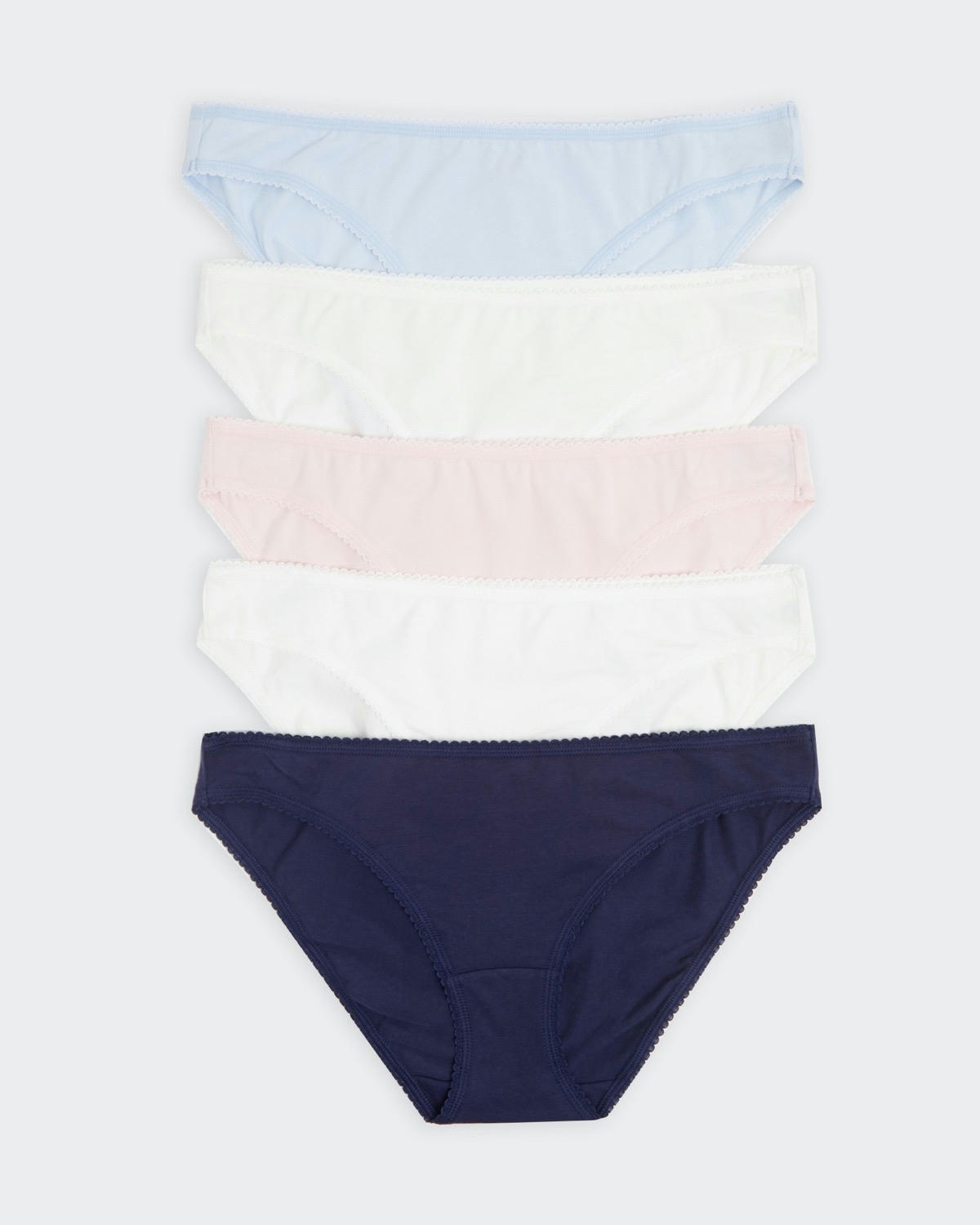 Plain Cotton-Rich Mini Briefs- Pack of 5