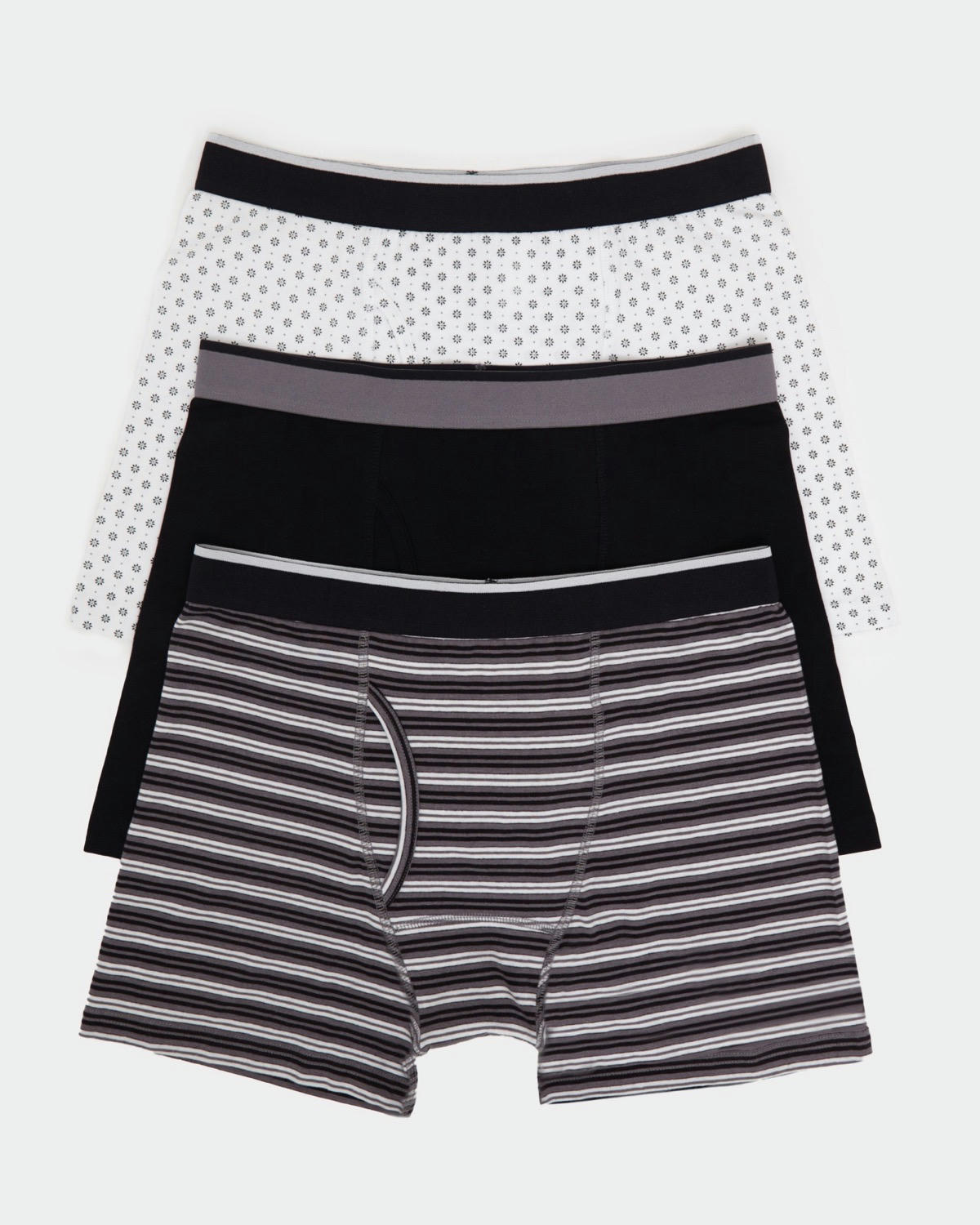 Black Cotton Rich Keyhole Trunks - Pack Of 3