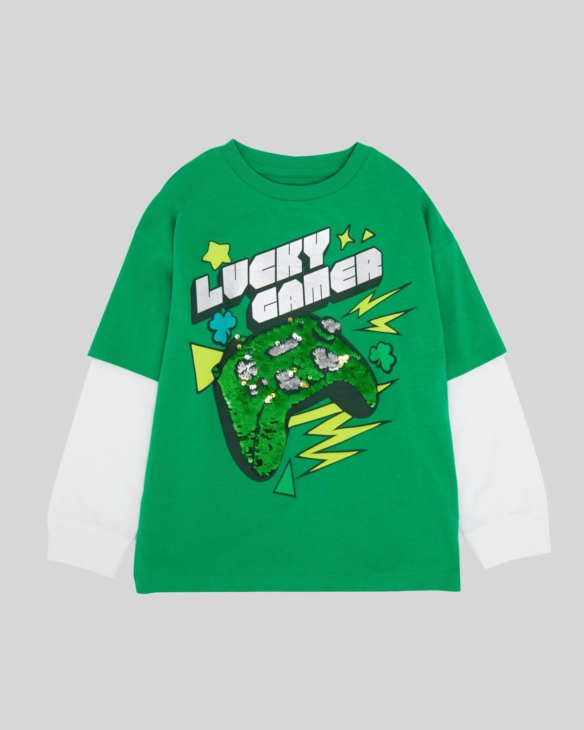 Long-Sleeved St Patrick's Day Gamer T-Shirt (3-14 Years)
