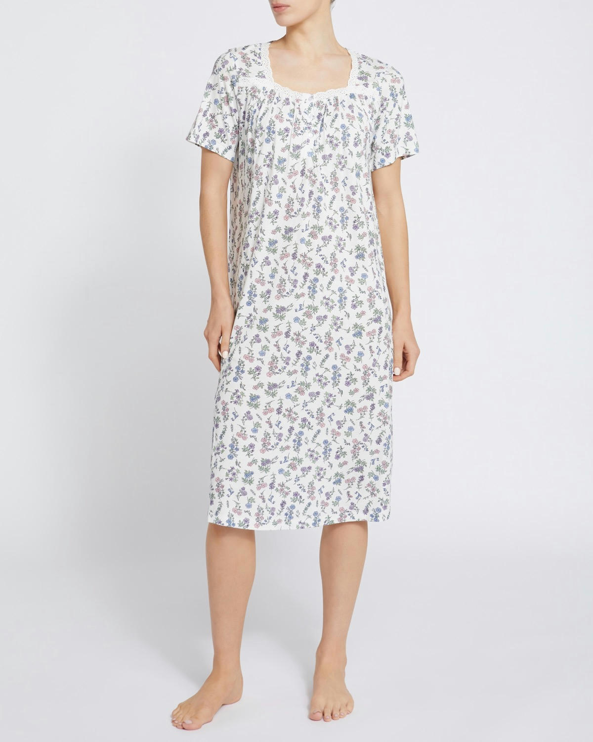 Lace Trim Traditional Nightdress