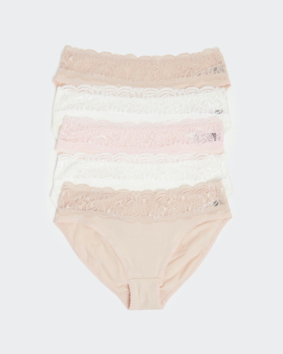 Lace Cotton-Rich High Leg Briefs - Pack of 5
