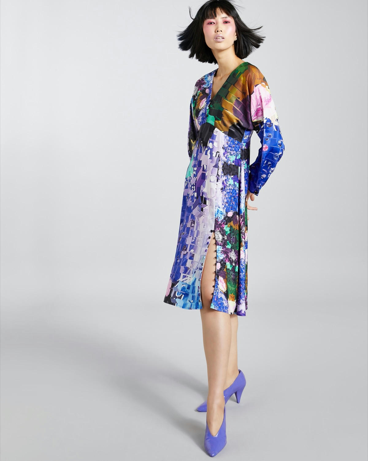 Joanne Hynes Tiger Lady Night Printed Batwing Midi Dress