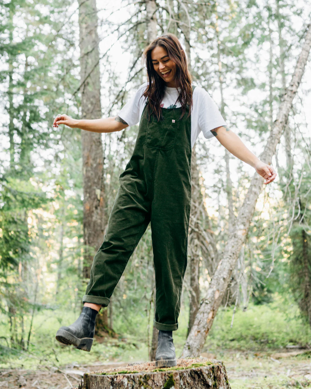Meadows Organic Cotton Corduroy Dungarees - Fir Tree