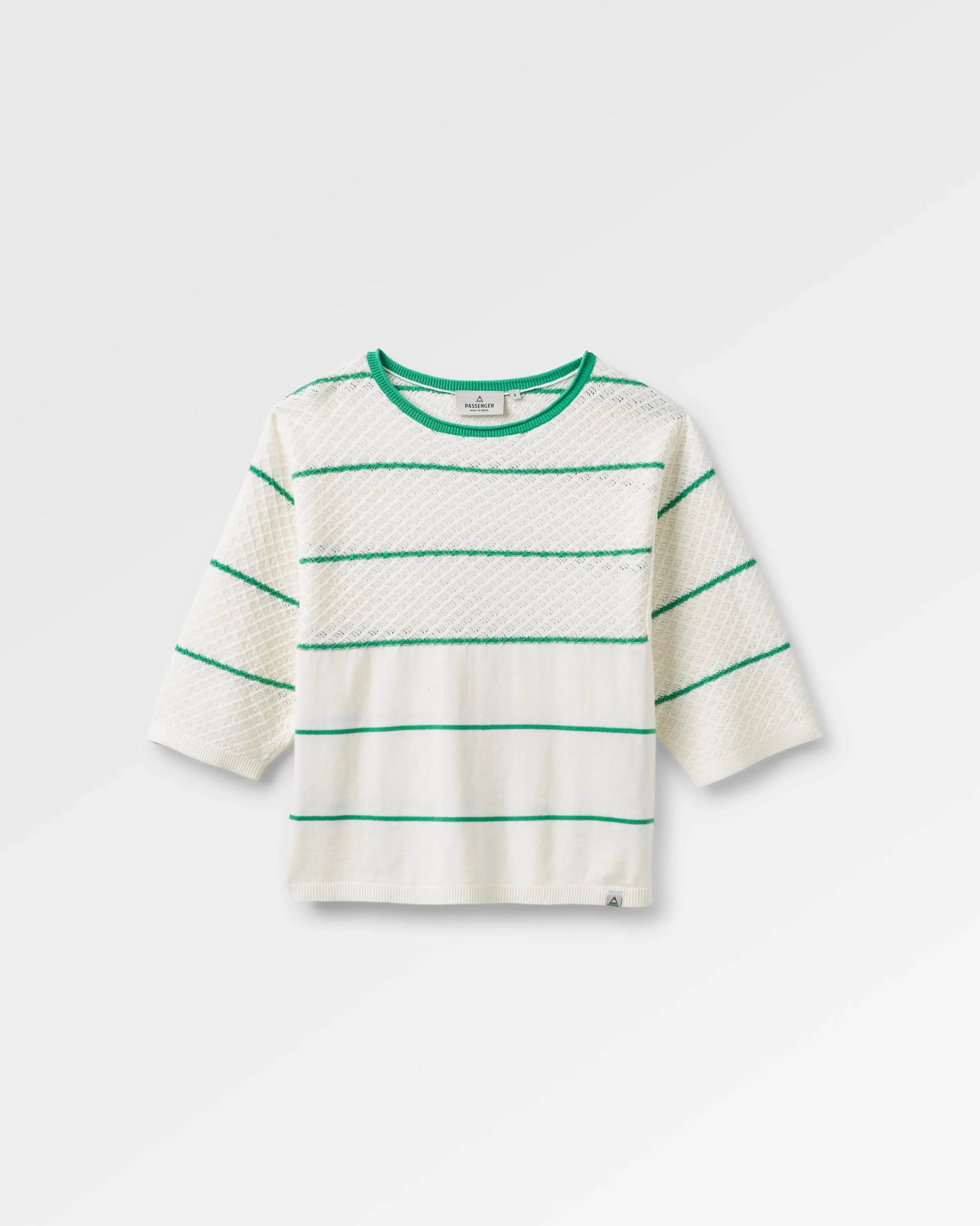 Migrate Organic Knitted Jumper - Green spruce stripe