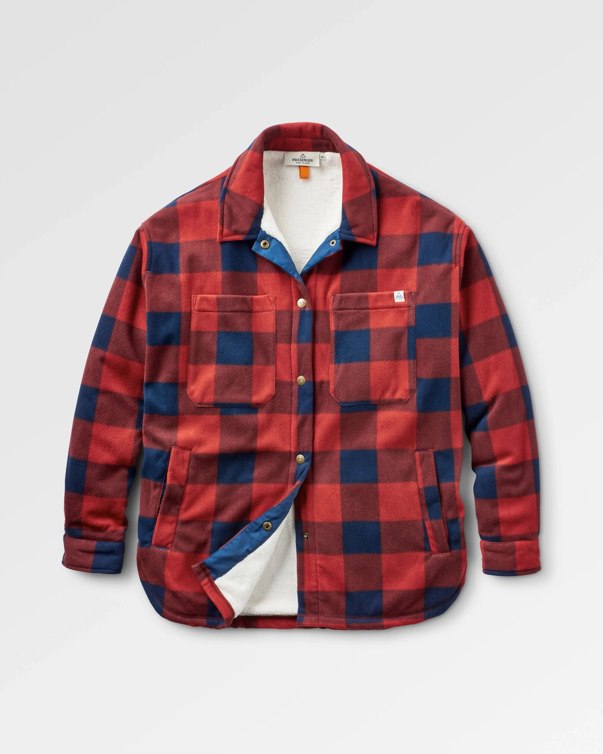 Orion Recycled Sherpa-Lined Polar Fleece Shirt - Red Ochre Buffalo
