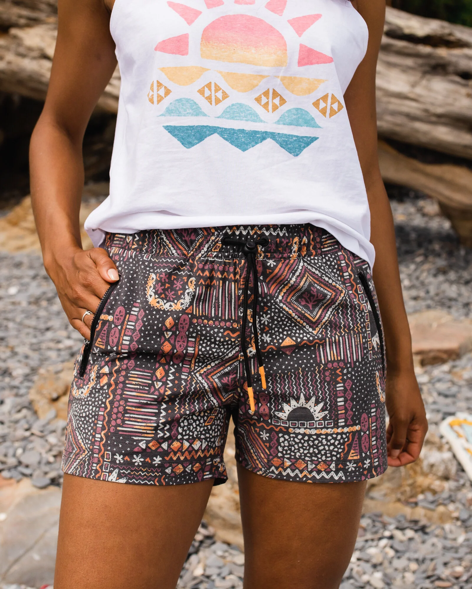 Way Out Recycled All Purpose Short - Vintage Patchwork Black/Multi