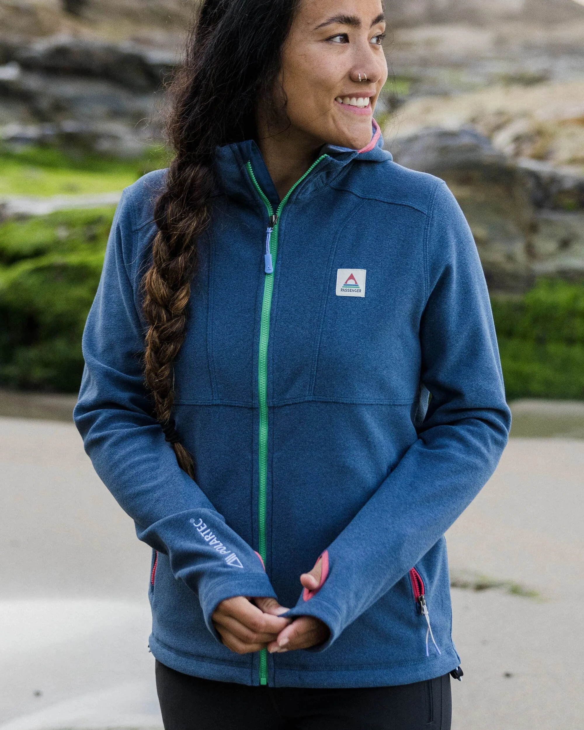 Women's Crest Polartec Fleece Hoodie - Dark Denim Marl