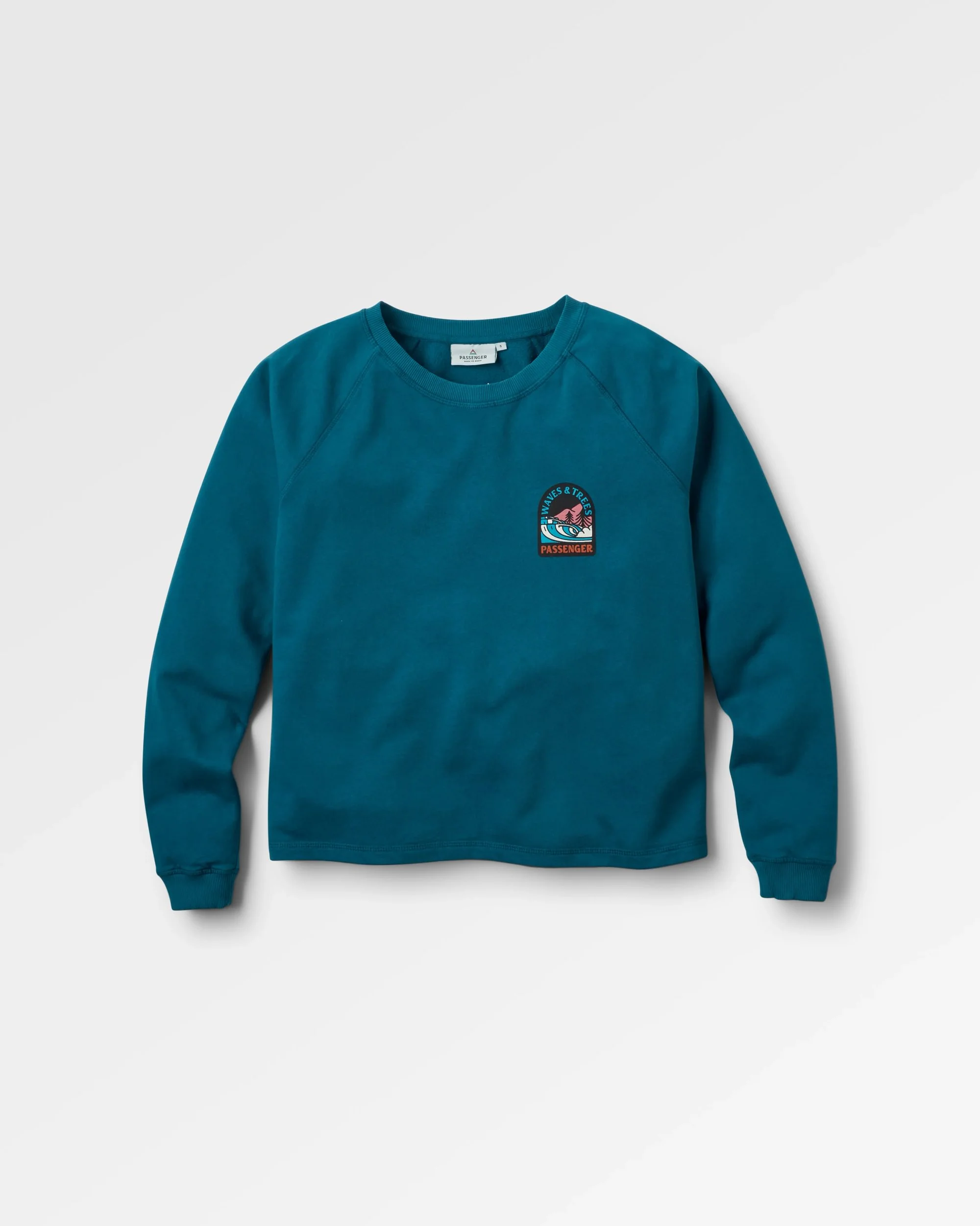 Waves & Trees Recycled Cotton Sweatshirt - Tidal Blue