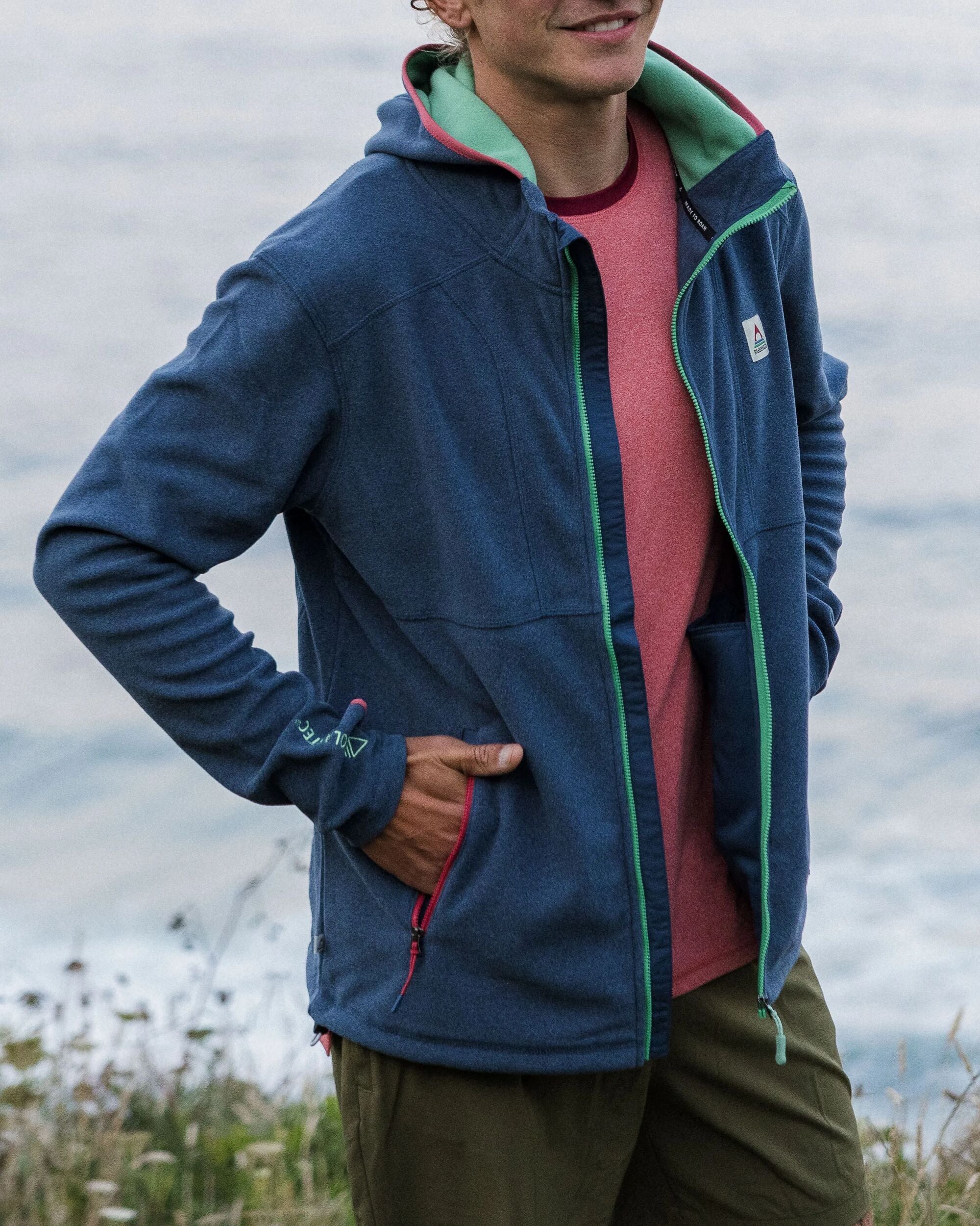 Men's Pinegrove Recycled Polartec Fleece Hoodie - Dark Denim Marl