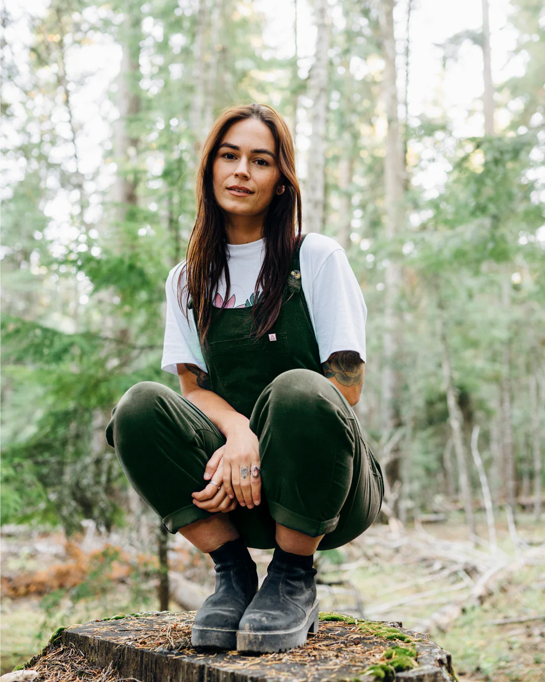 Meadows Organic Cotton Corduroy Dungarees - Fir Tree