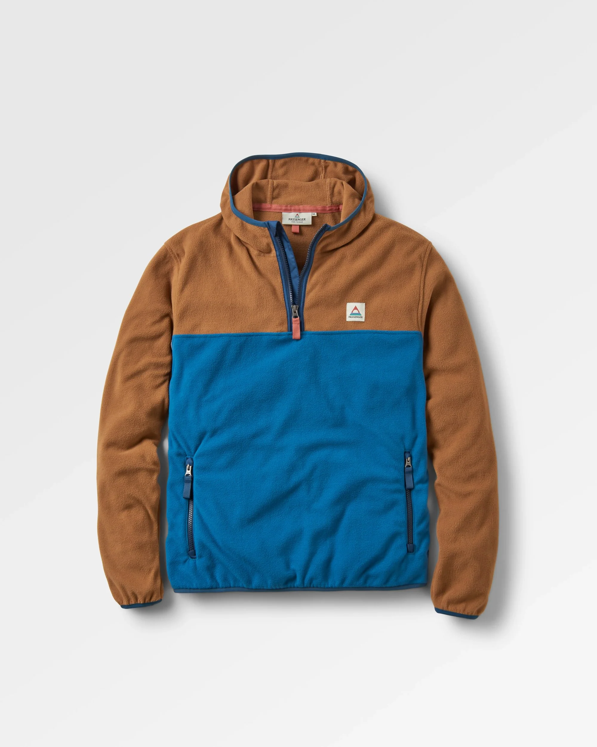 Set Off Recycled Polar Hooded Fleece - Toffee/Blue Steel