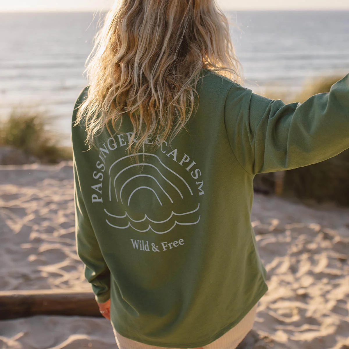Rainbow Recycled Cotton Oversized Sweatshirt - Dark Ivy