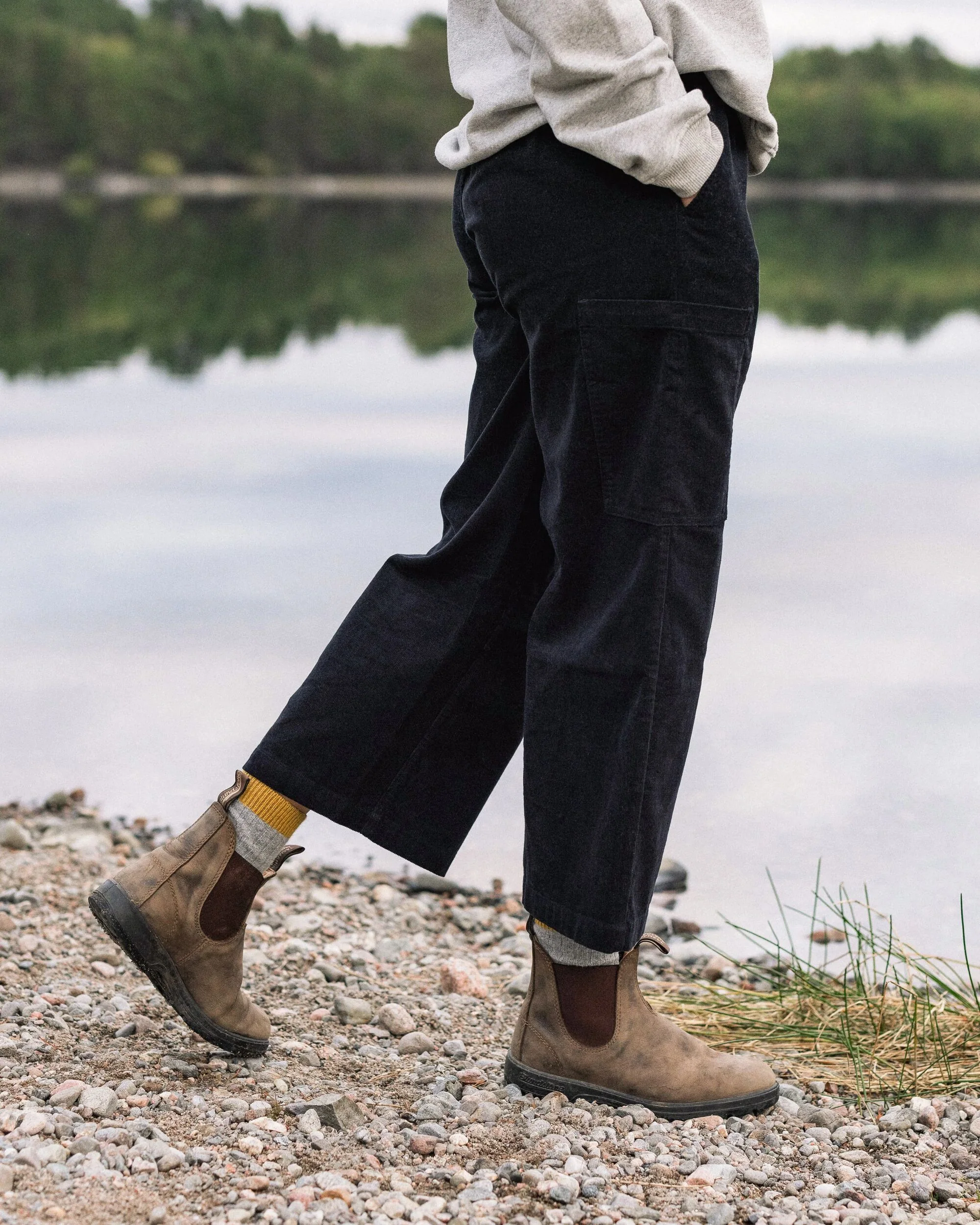 Someday Organic Cotton Corduroy Cropped Trouser - Black