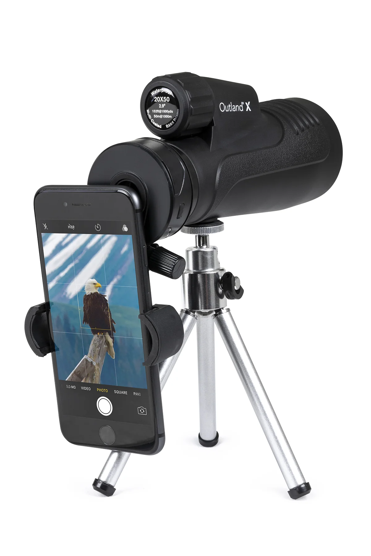 Outland X 20x50mm Monocular with Tripod, Smartphone Adapter