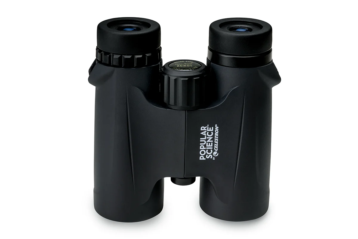 Popular Science by Celestron Outland X 10x32mm Roof Binocular with Smartphone Adapter and Bluetooth remote