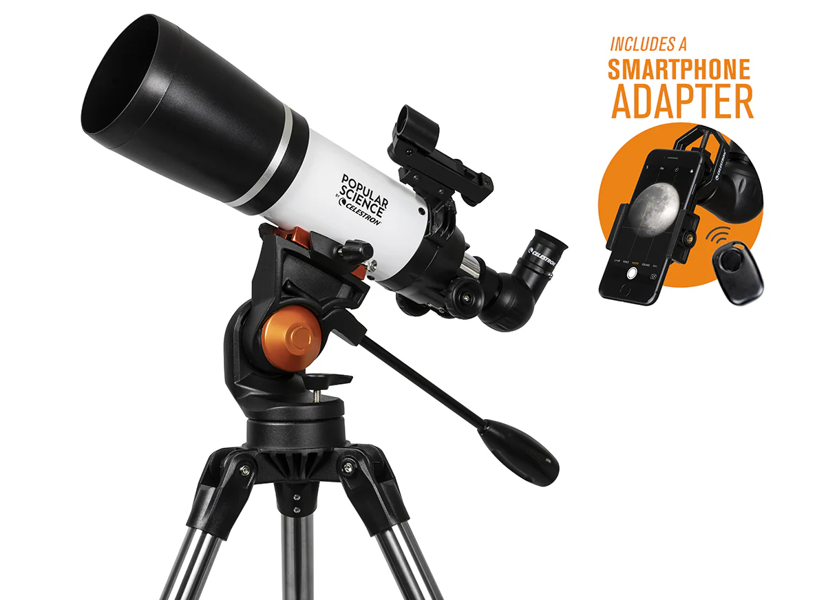 Used - Popular Science by Celestron AstroMaster 80AZS Telescope with Smartphone Adapter and Bluetooth Remote