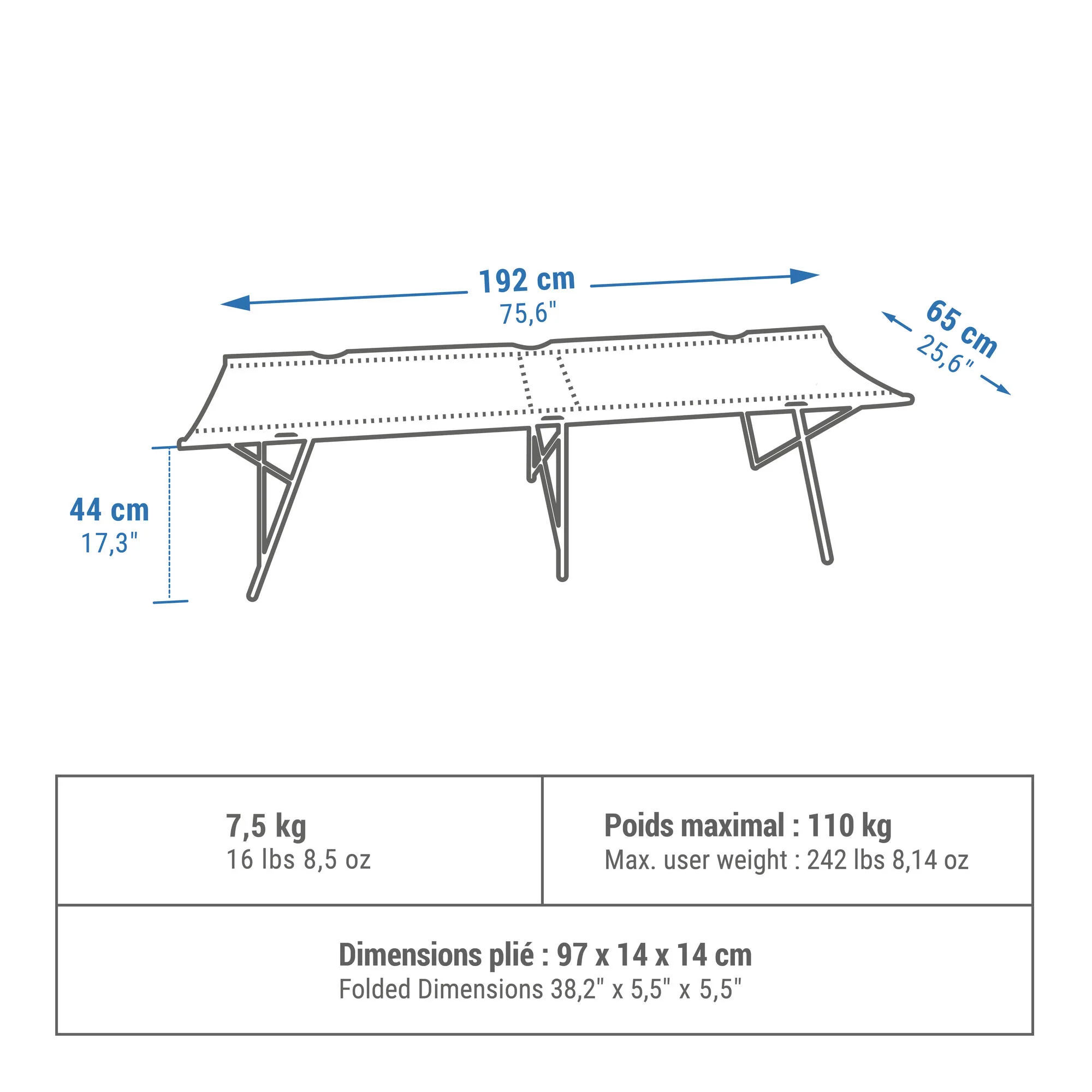 Quechua 26 Foldable 1 Person Camping Cot