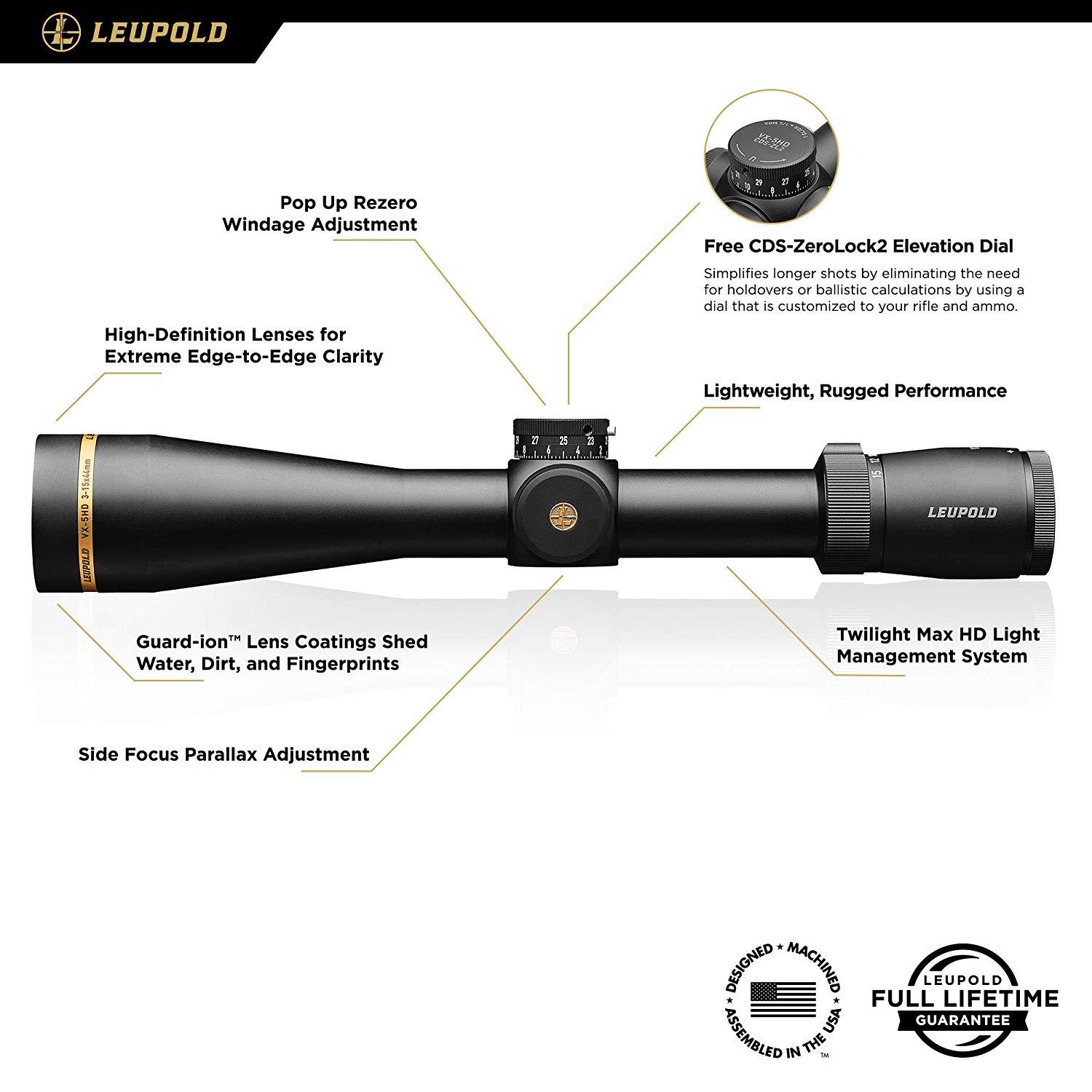 Leupold 171714 VX-5HD 3-15x44mm CDS-ZL2 Duplex Riflescope
