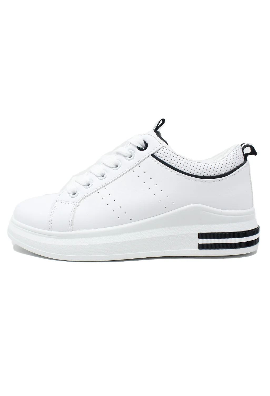 White Trainer with Black Piping