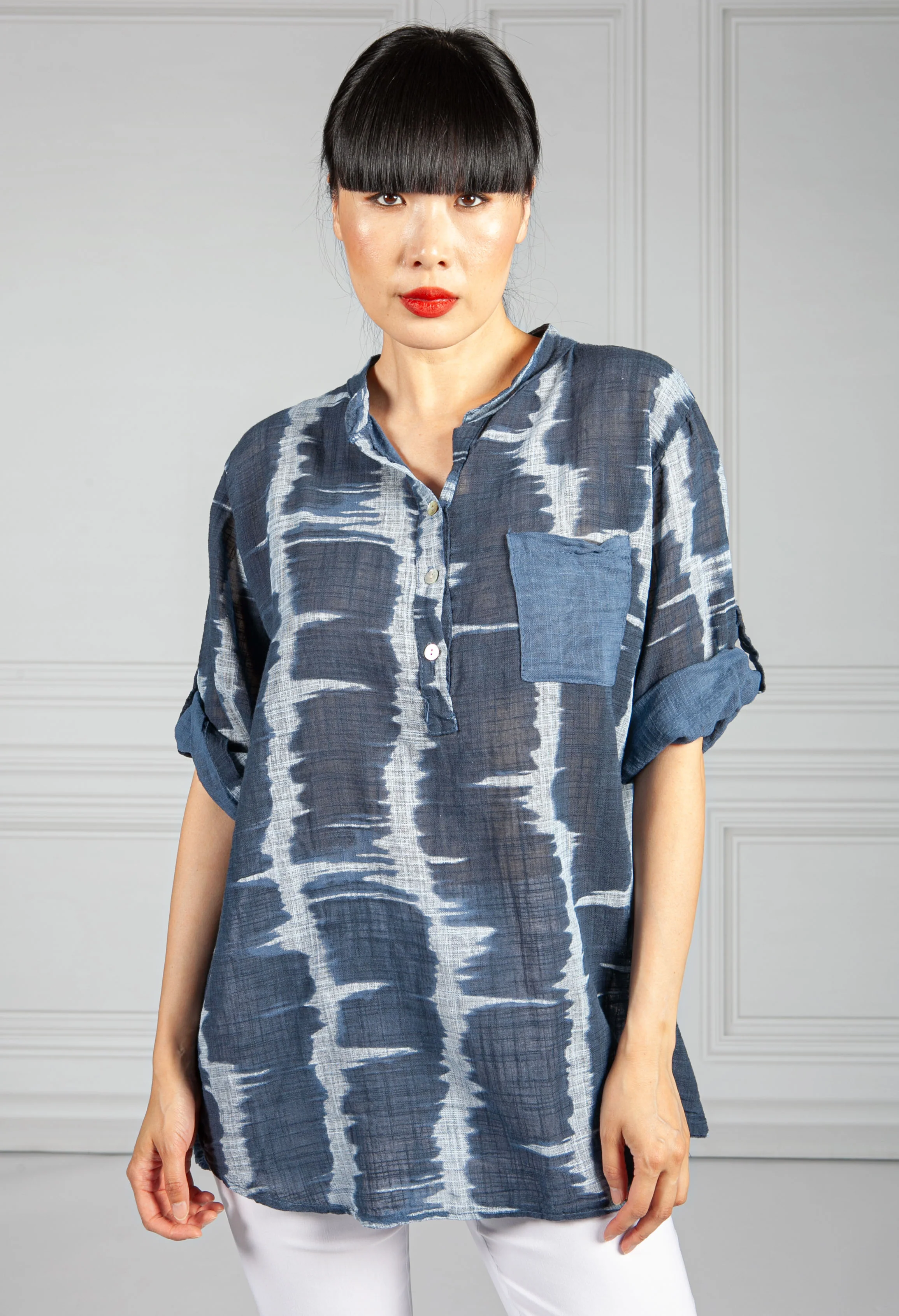 Cotton Tie Dye Shirt in Navy