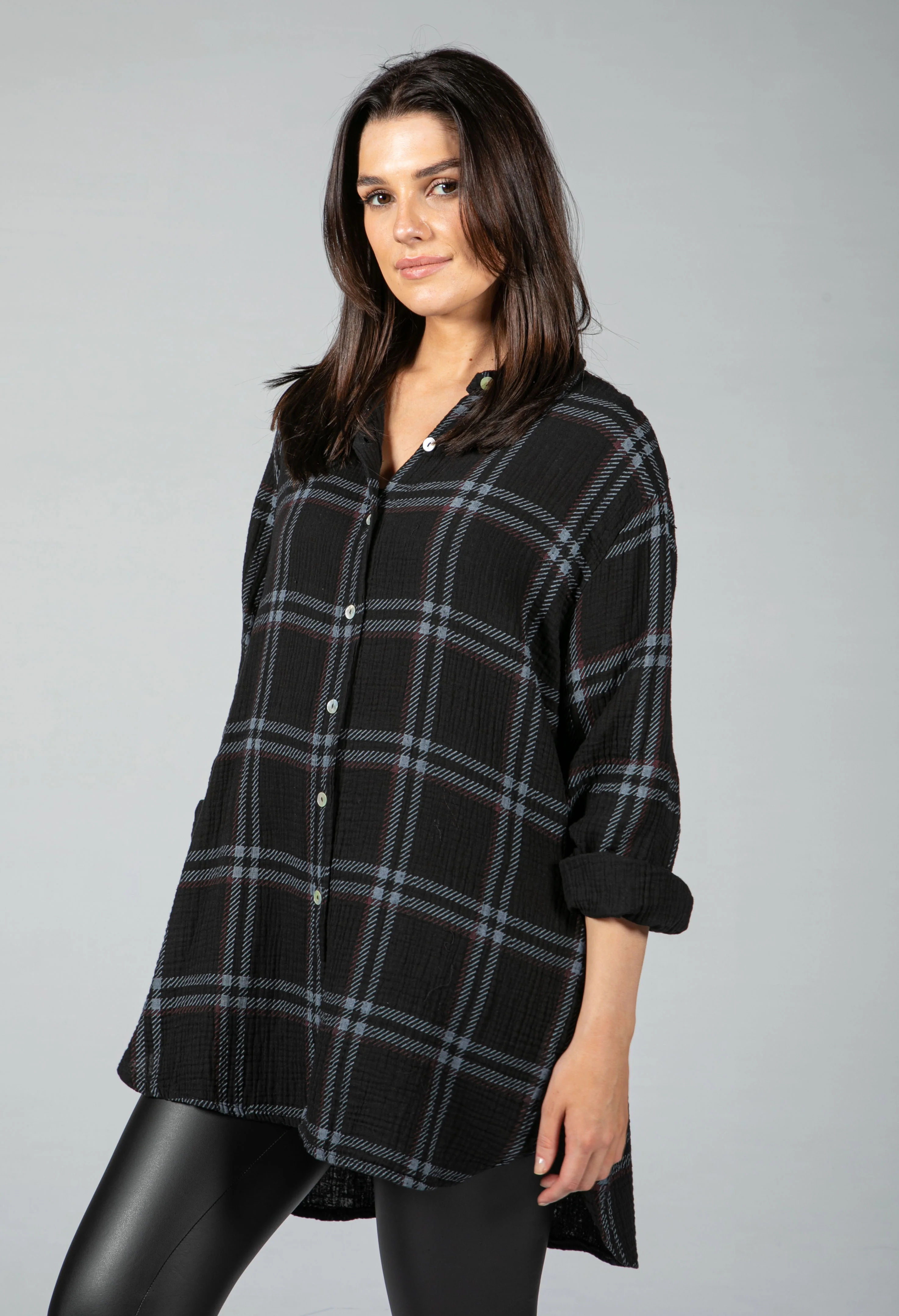 Black Check Textured Shirt