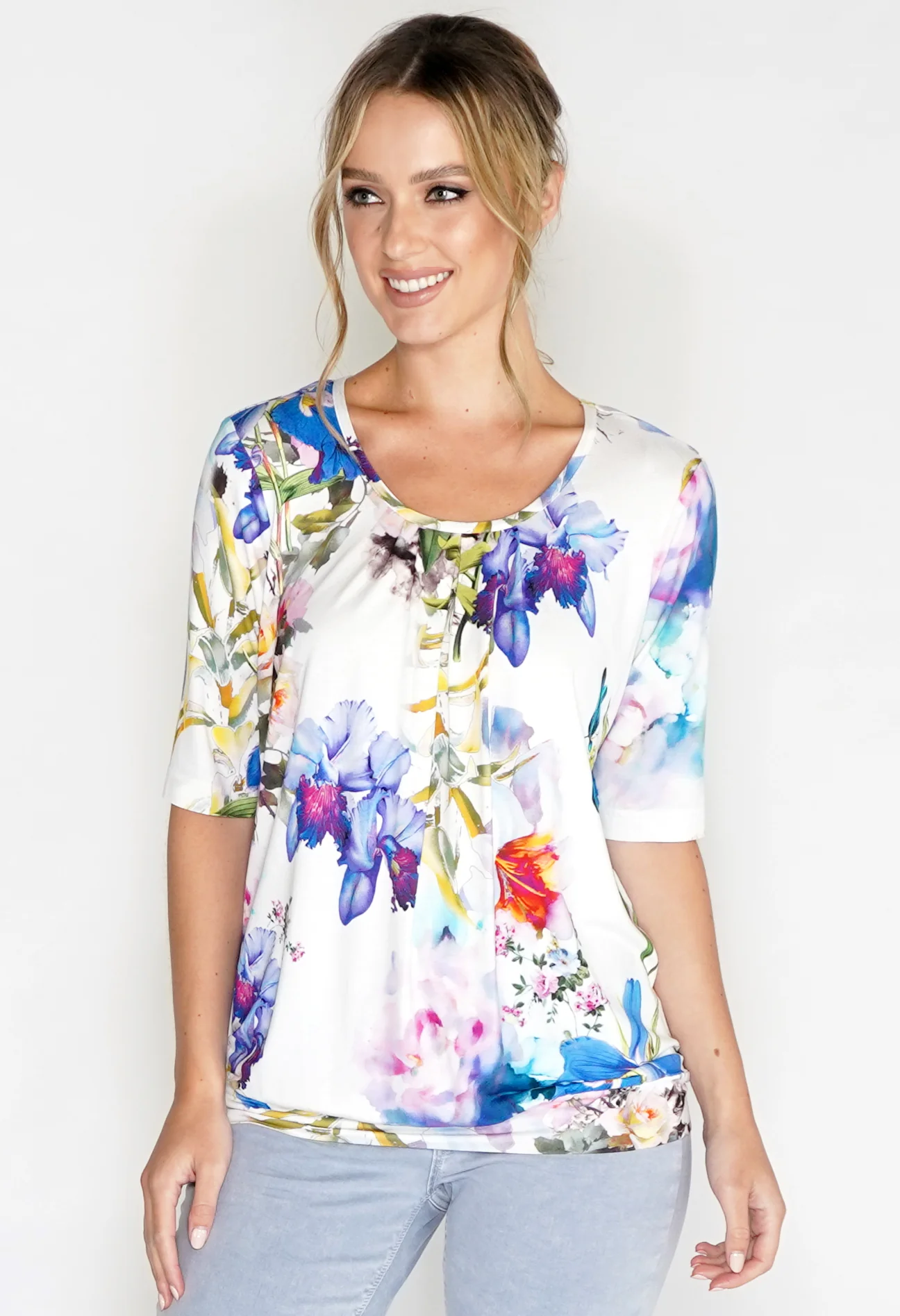 Floral Print Short Sleeve Jersey Top