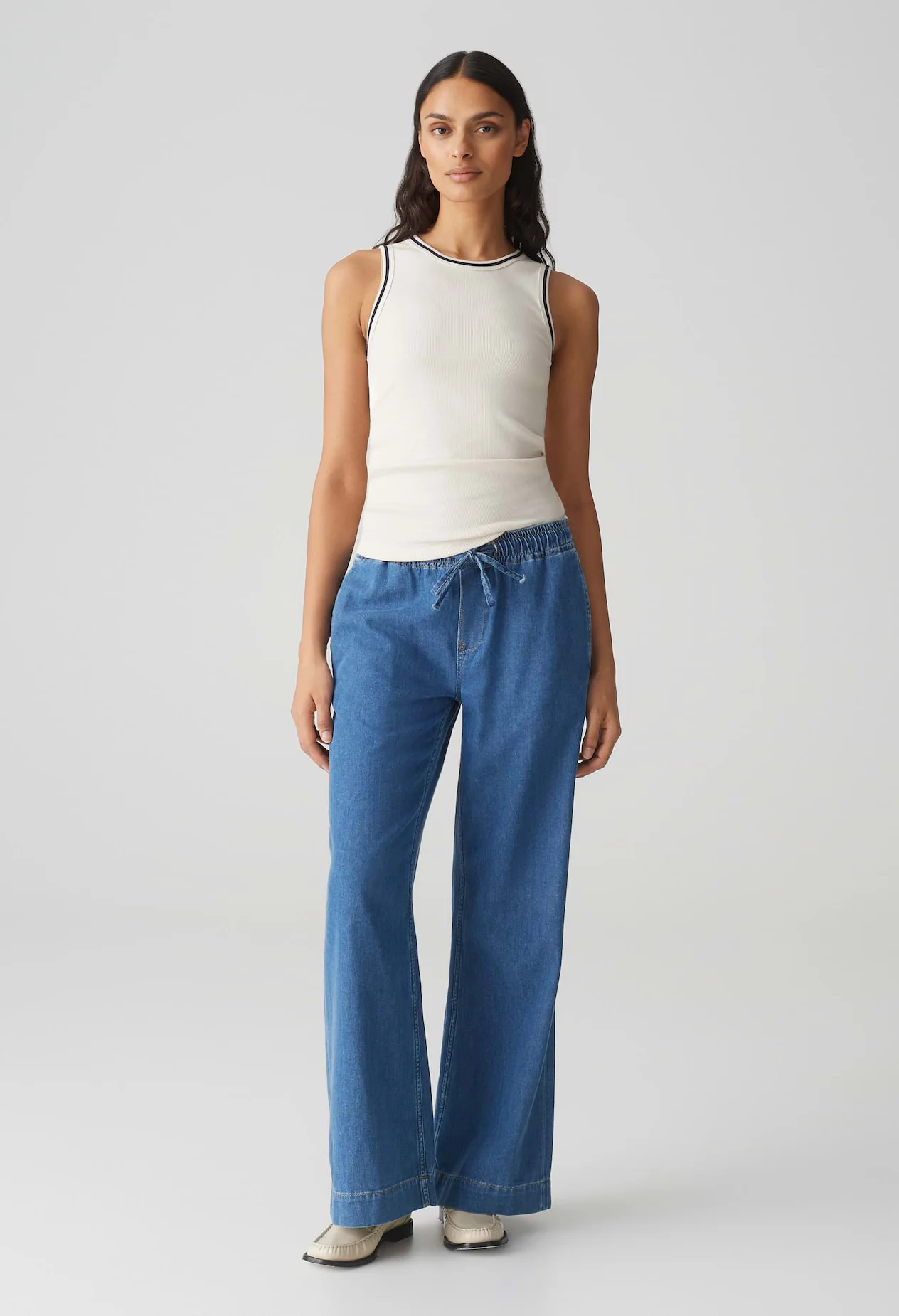 Ribbed jersey tank top ILESSO PREPPY Slim