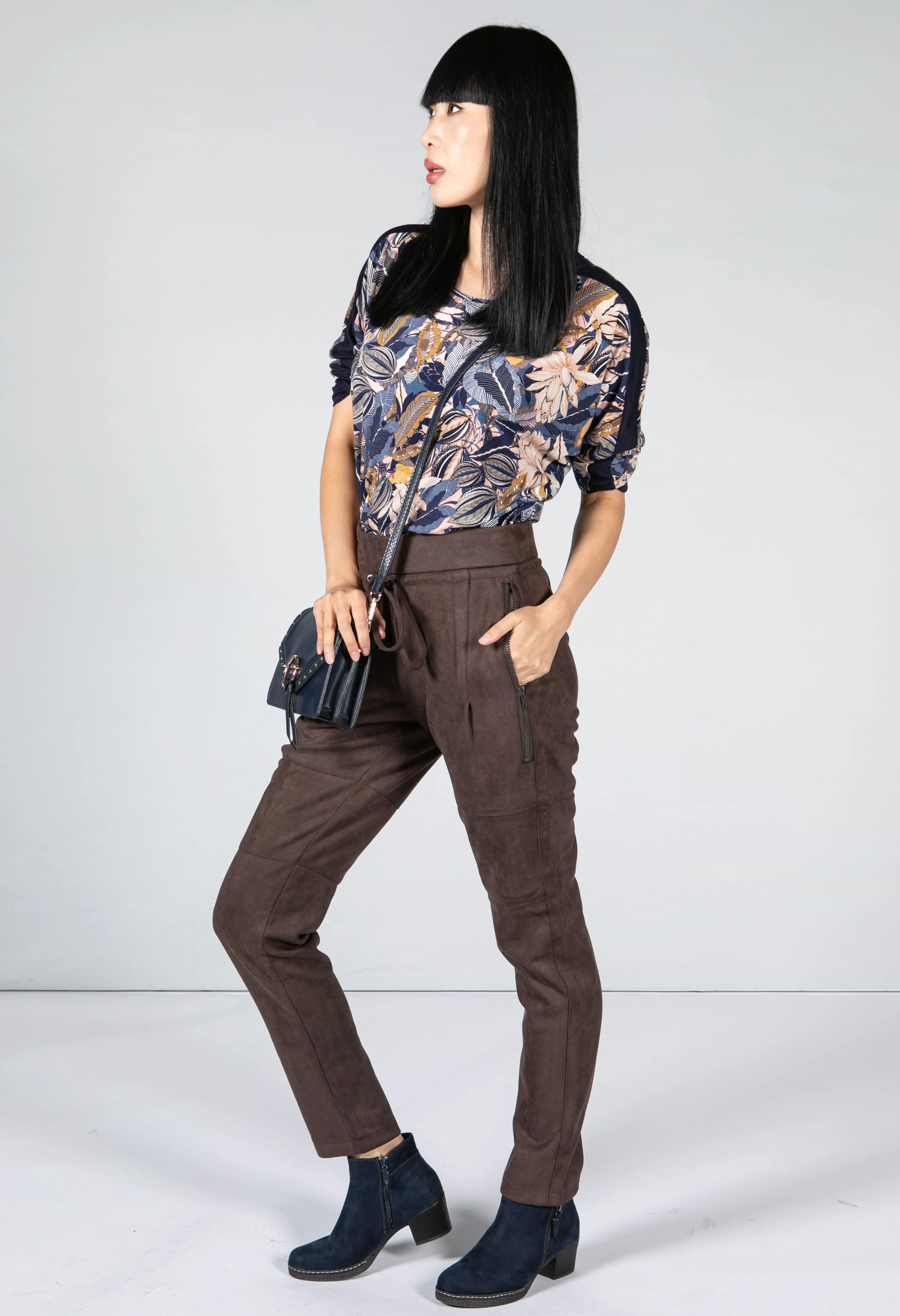 Chocolate Suede Feel Trousers