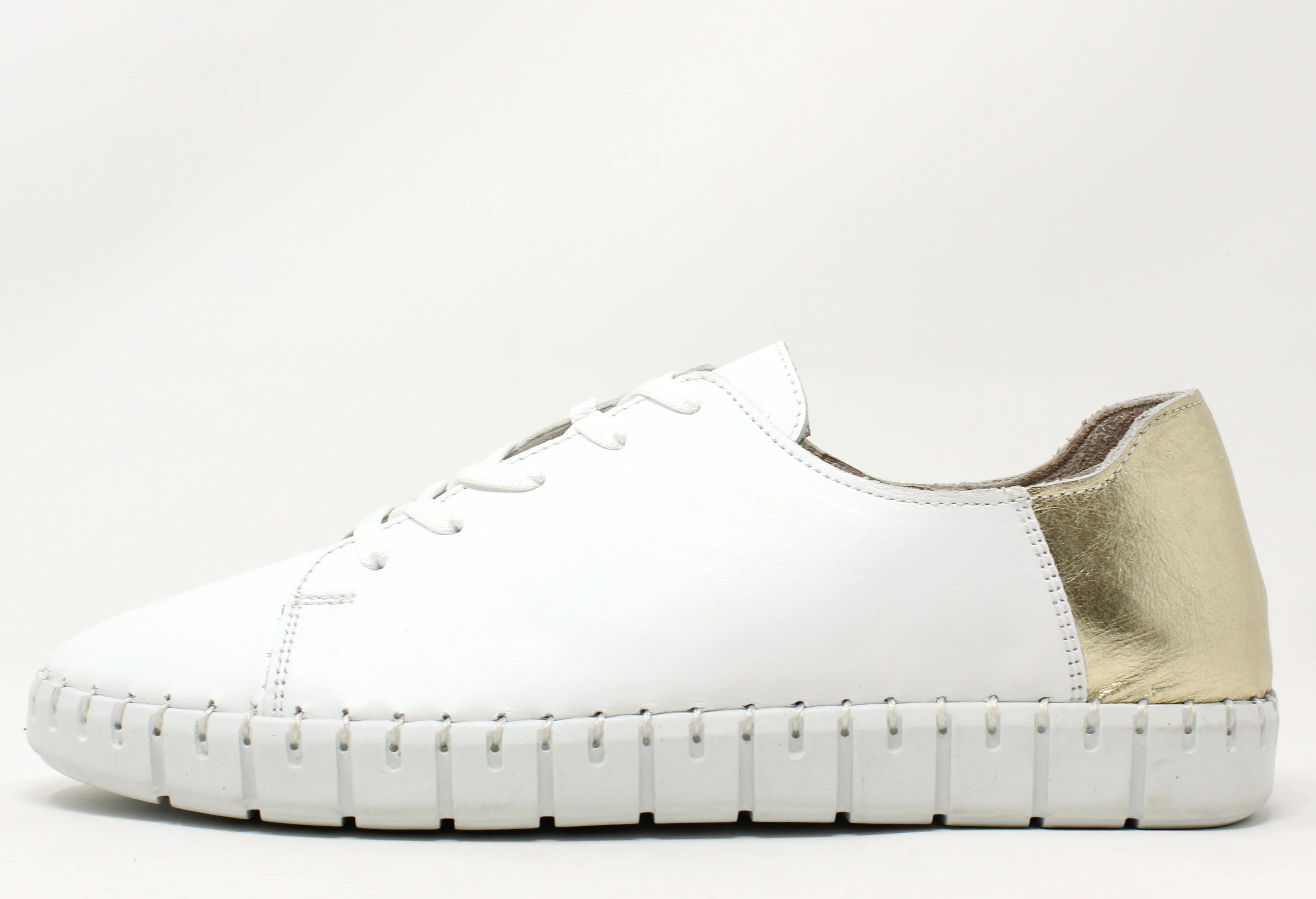 Leather Trainer with Metallic Heel