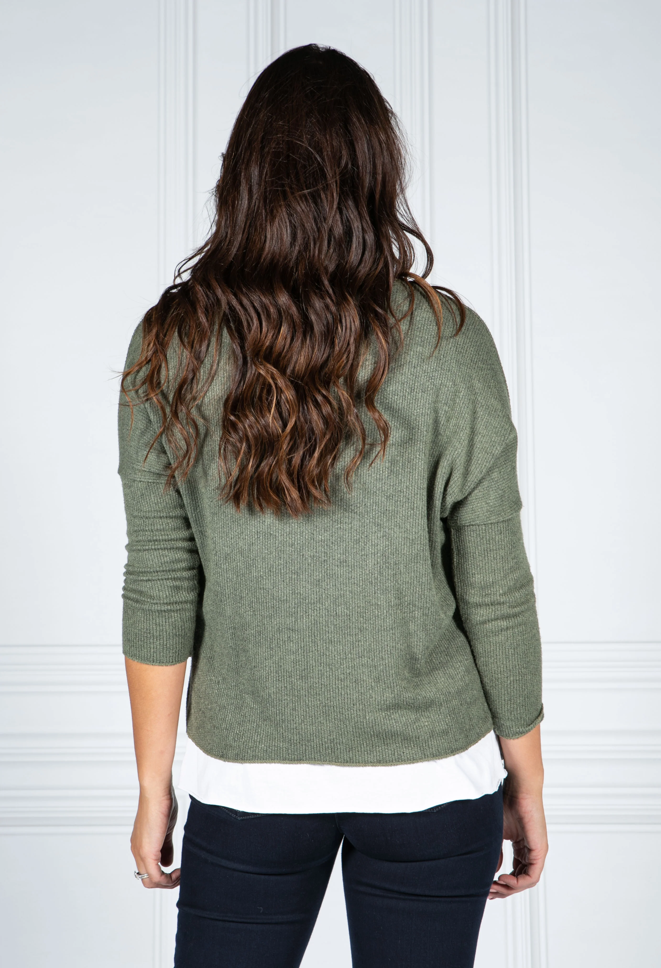 PAMELA SCOTT GREEN JUMPER WITH MATCHING SCARF