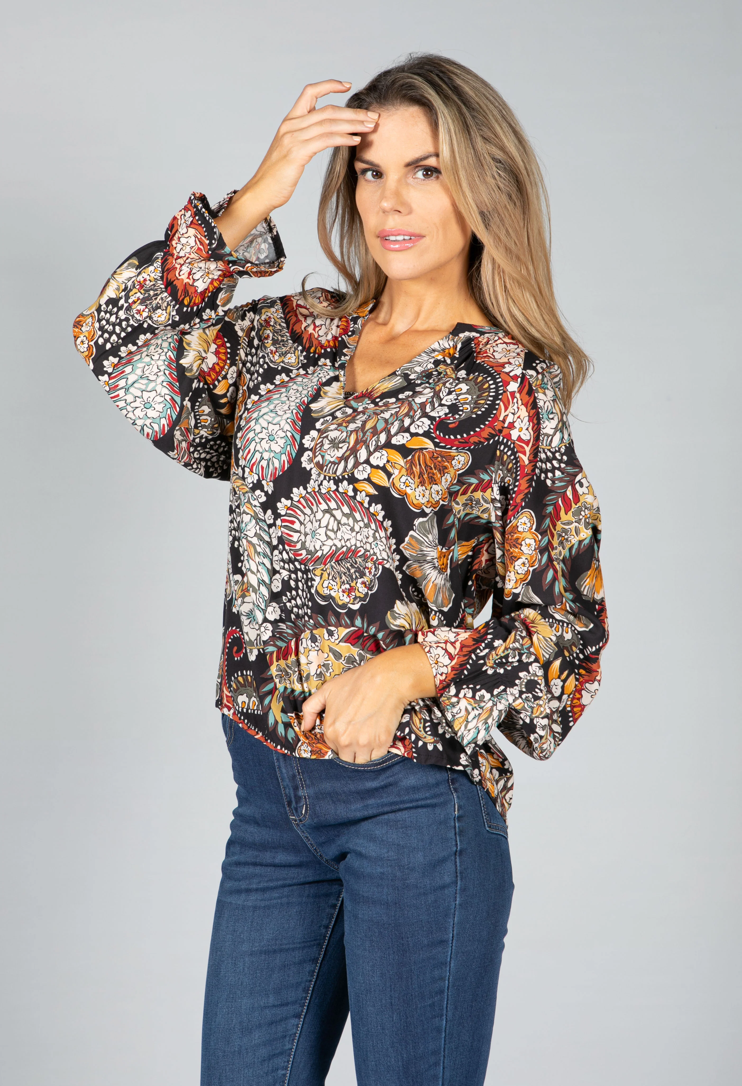 Floral Pop Blouse in Black