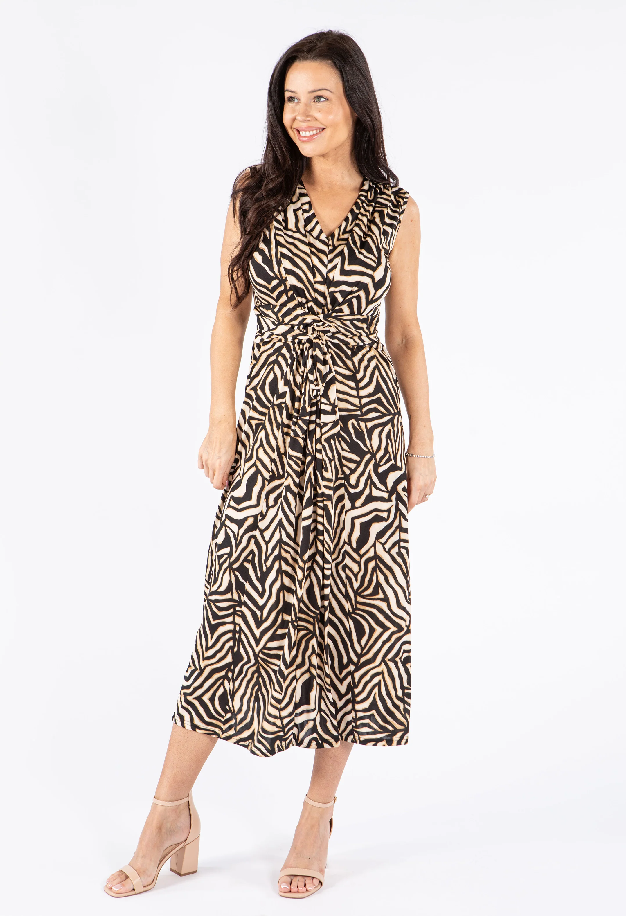 Zebra Print Front Knot Dress