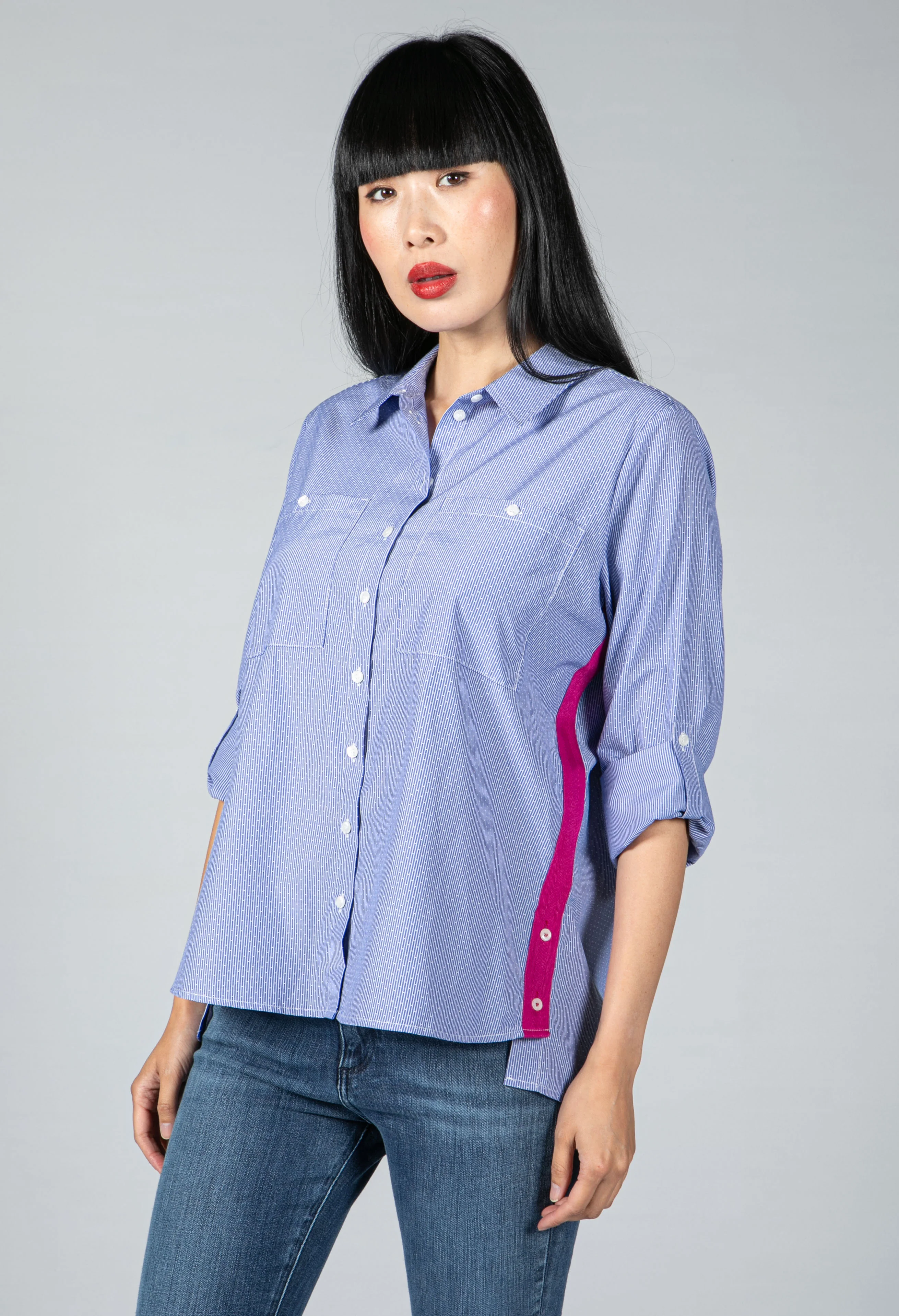 Fuchsia Side Stripe Shirt