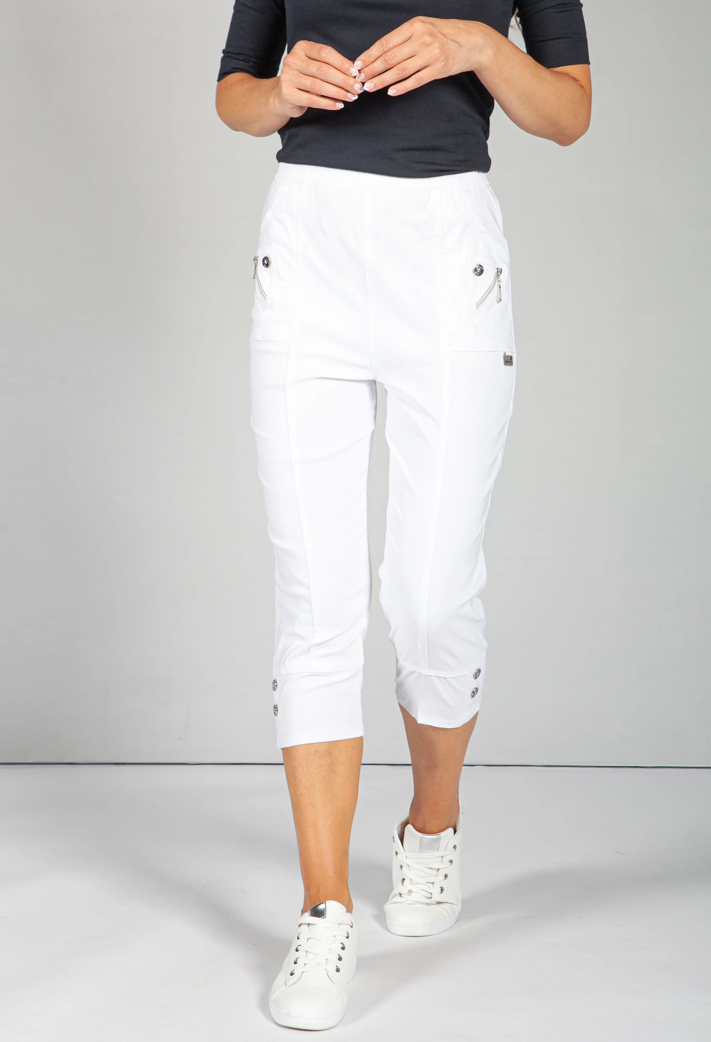 Cargo Style Capri Pant in White