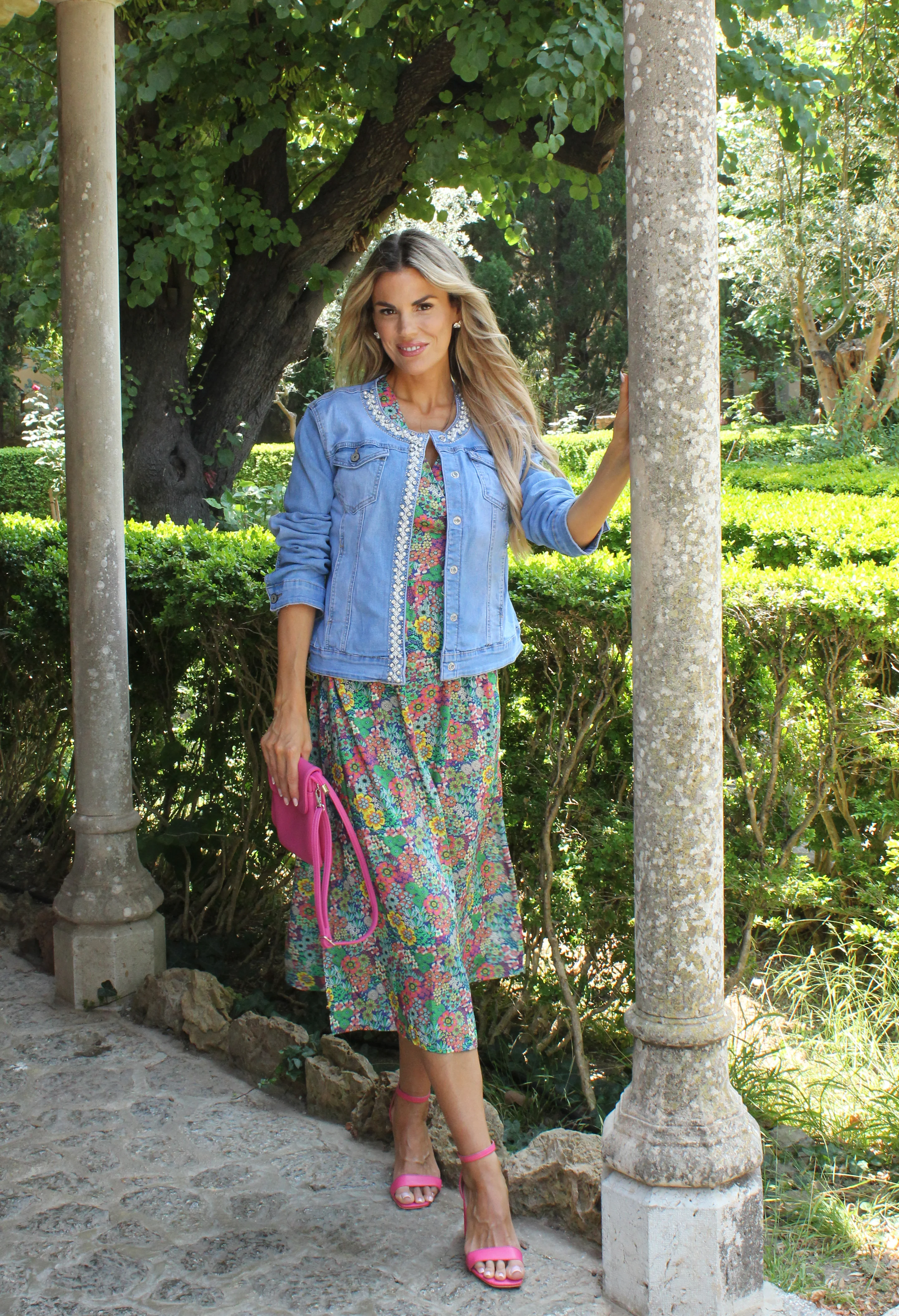 Diamond & Pearl Trim Denim Jacket