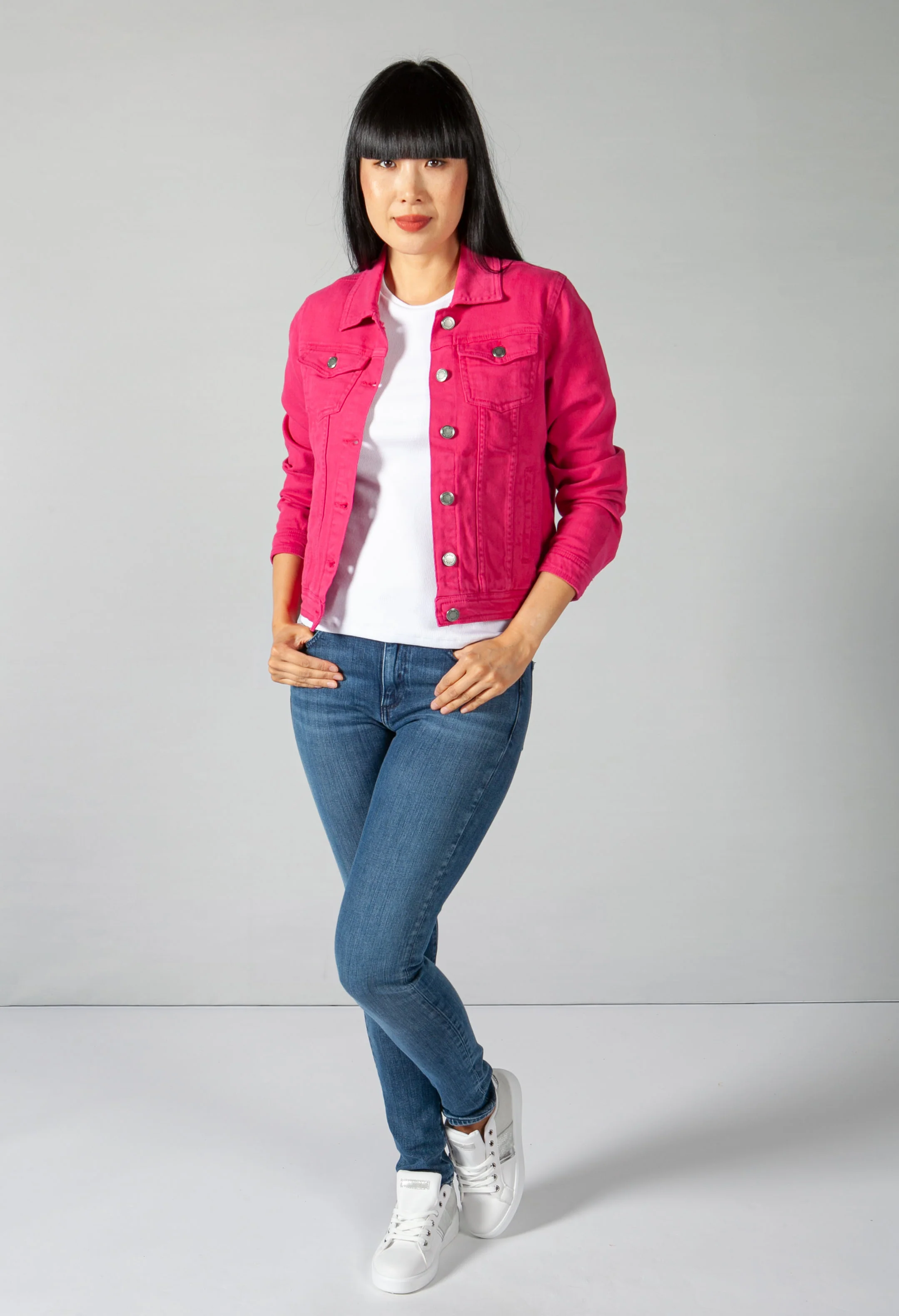 Summer Denim Jacket in Bright Fuchsia