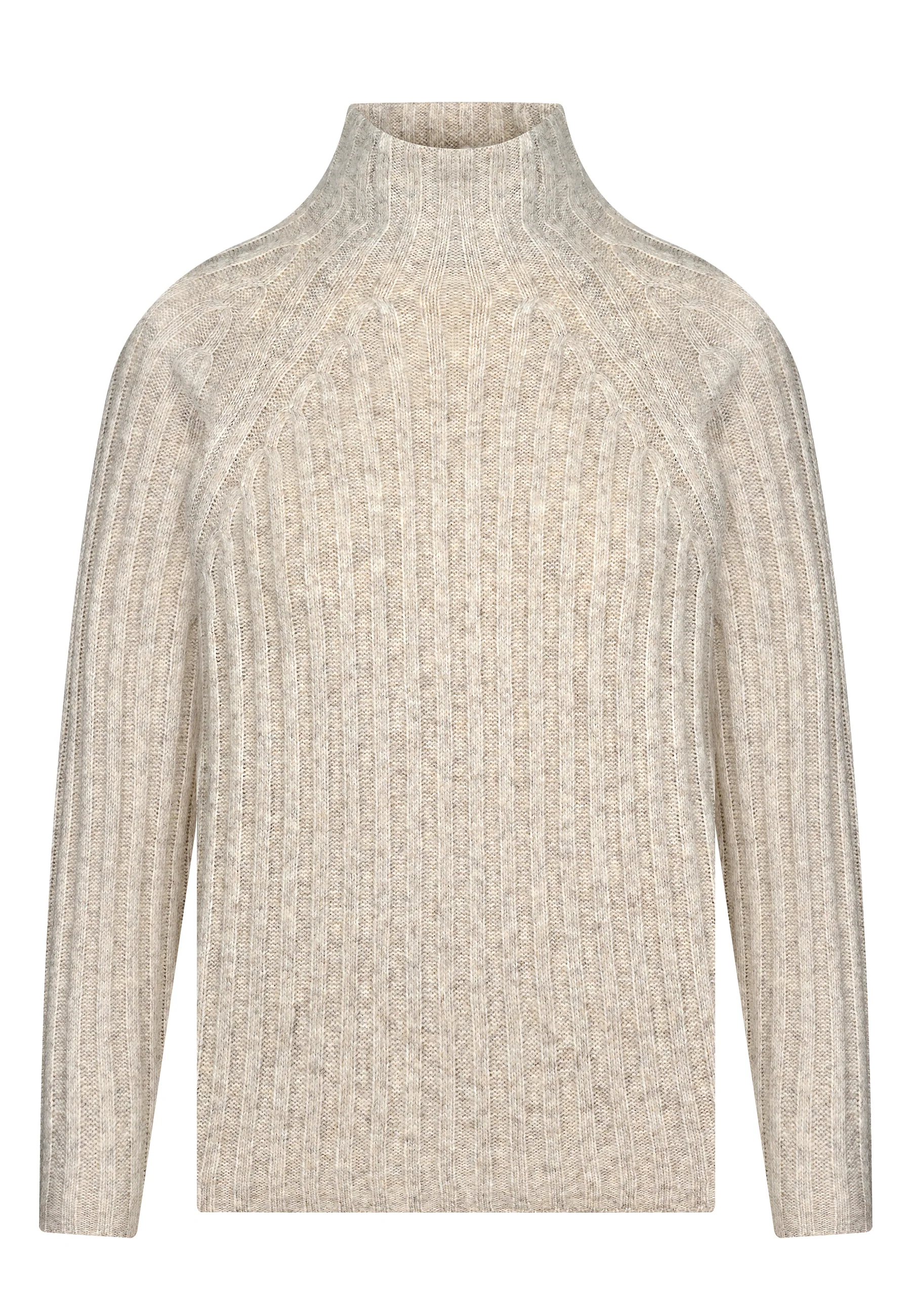 Ribbed High Neck Knit Jumper