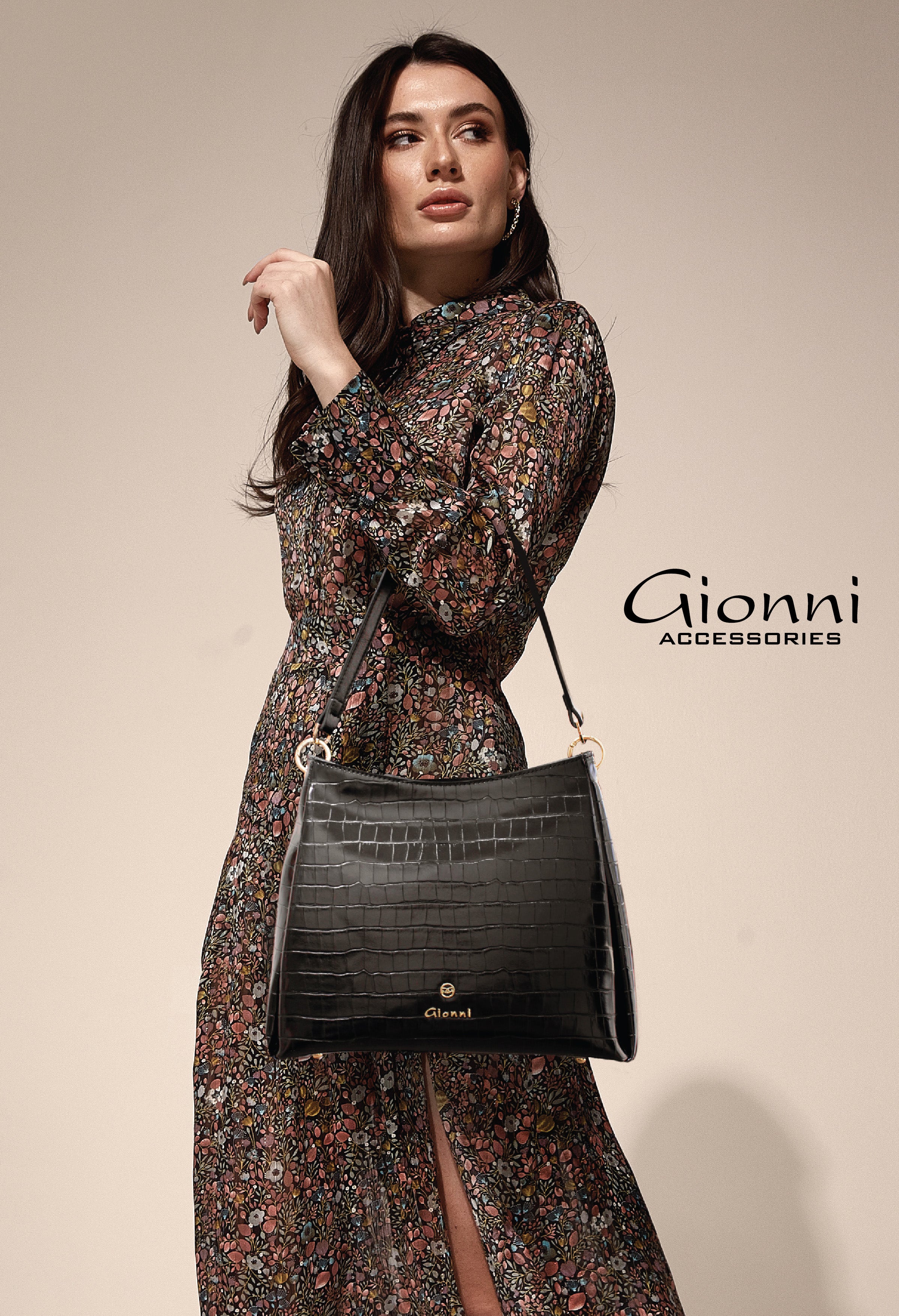 Zircon Croc Effect Shoulder Bag