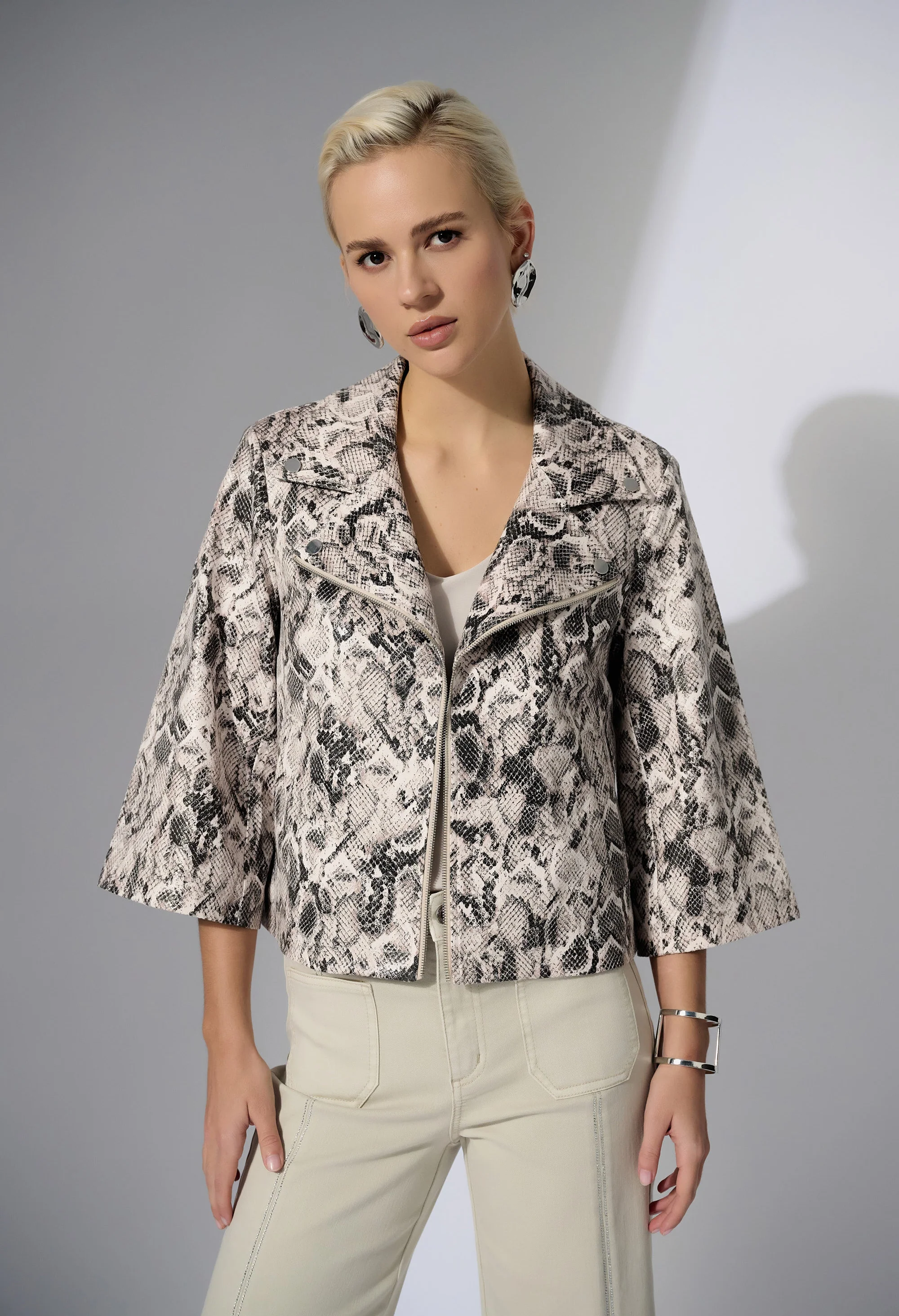 Snakeskin Zipper Biker Jacket