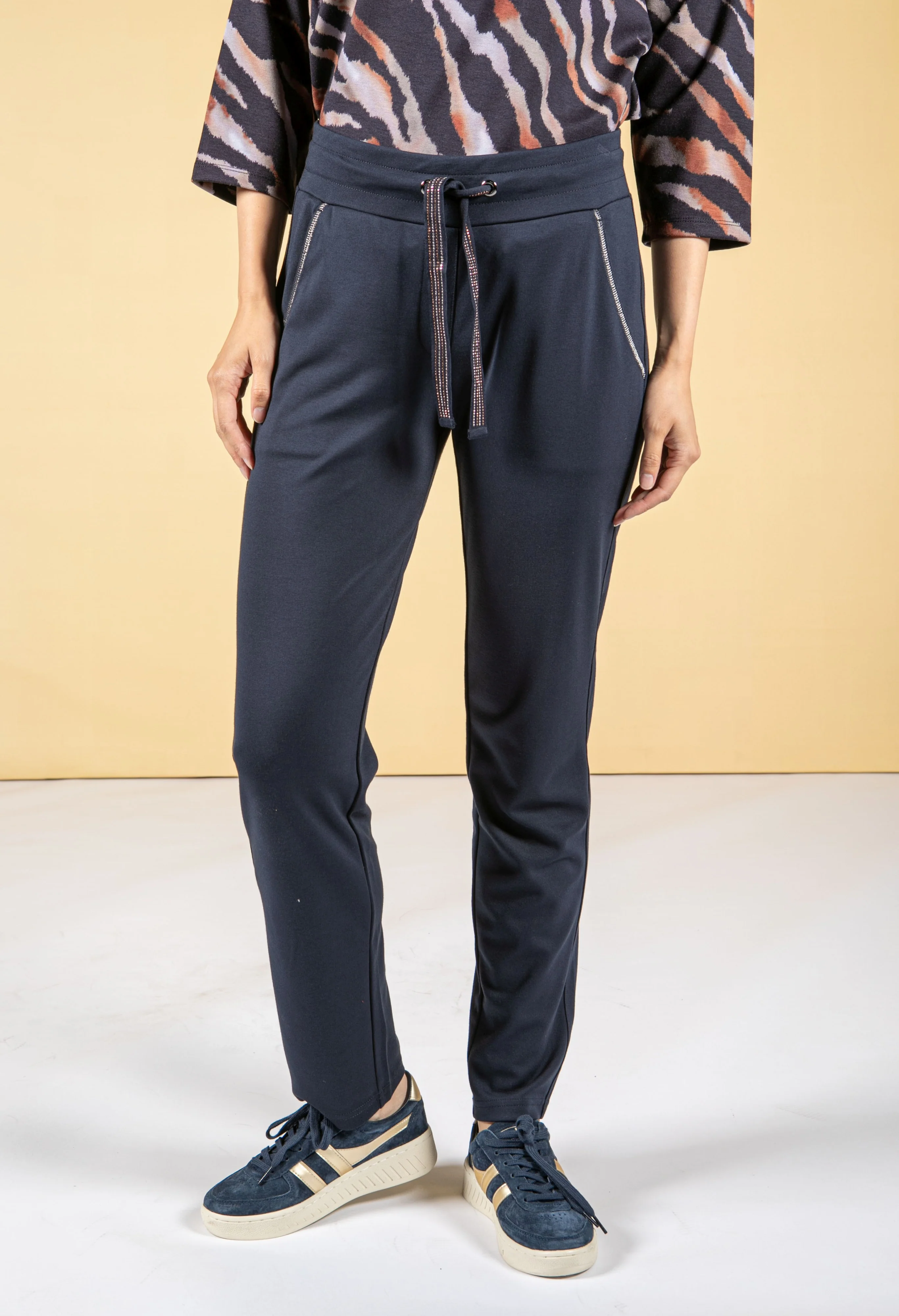 Navy Joggers with Silver Detailing